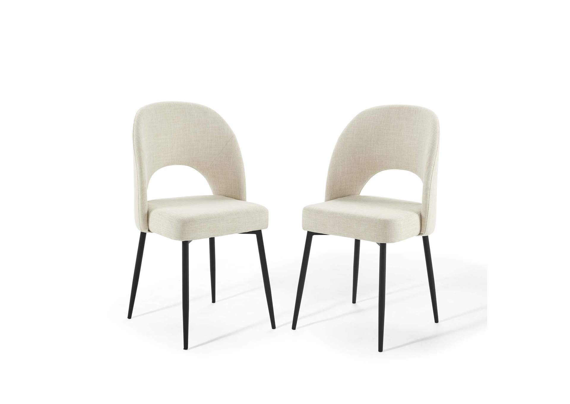Black Beige Rouse Dining Side Chair Upholstered Fabric [Set of 2],Modway