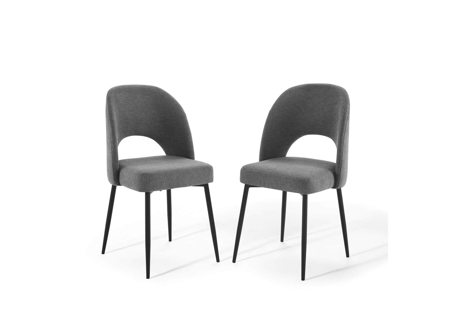 Black Charcoal Rouse Dining Side Chair Upholstered Fabric [Set of 2],Modway