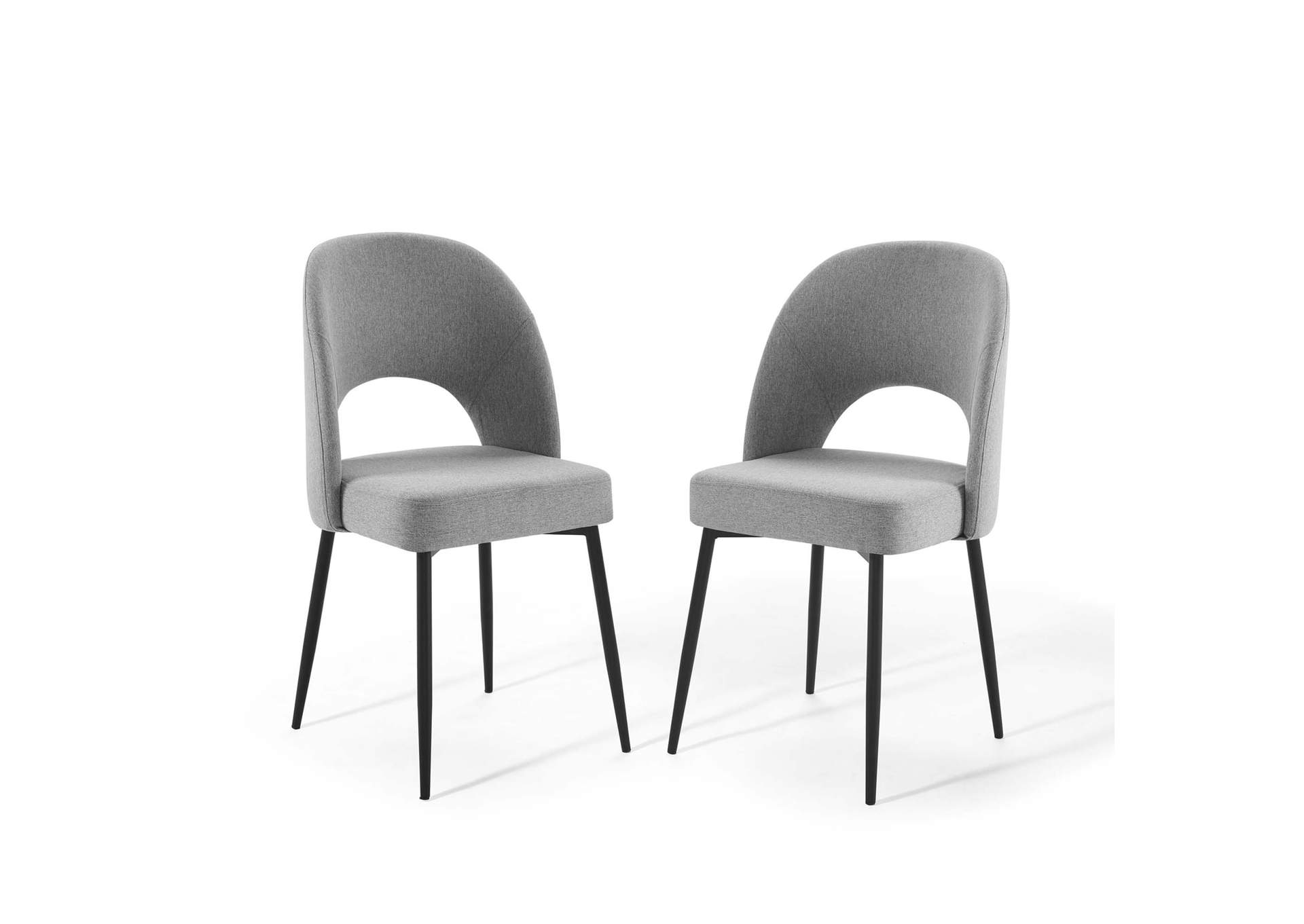 Black Light Gray Rouse Dining Side Chair Upholstered Fabric [Set of 2],Modway