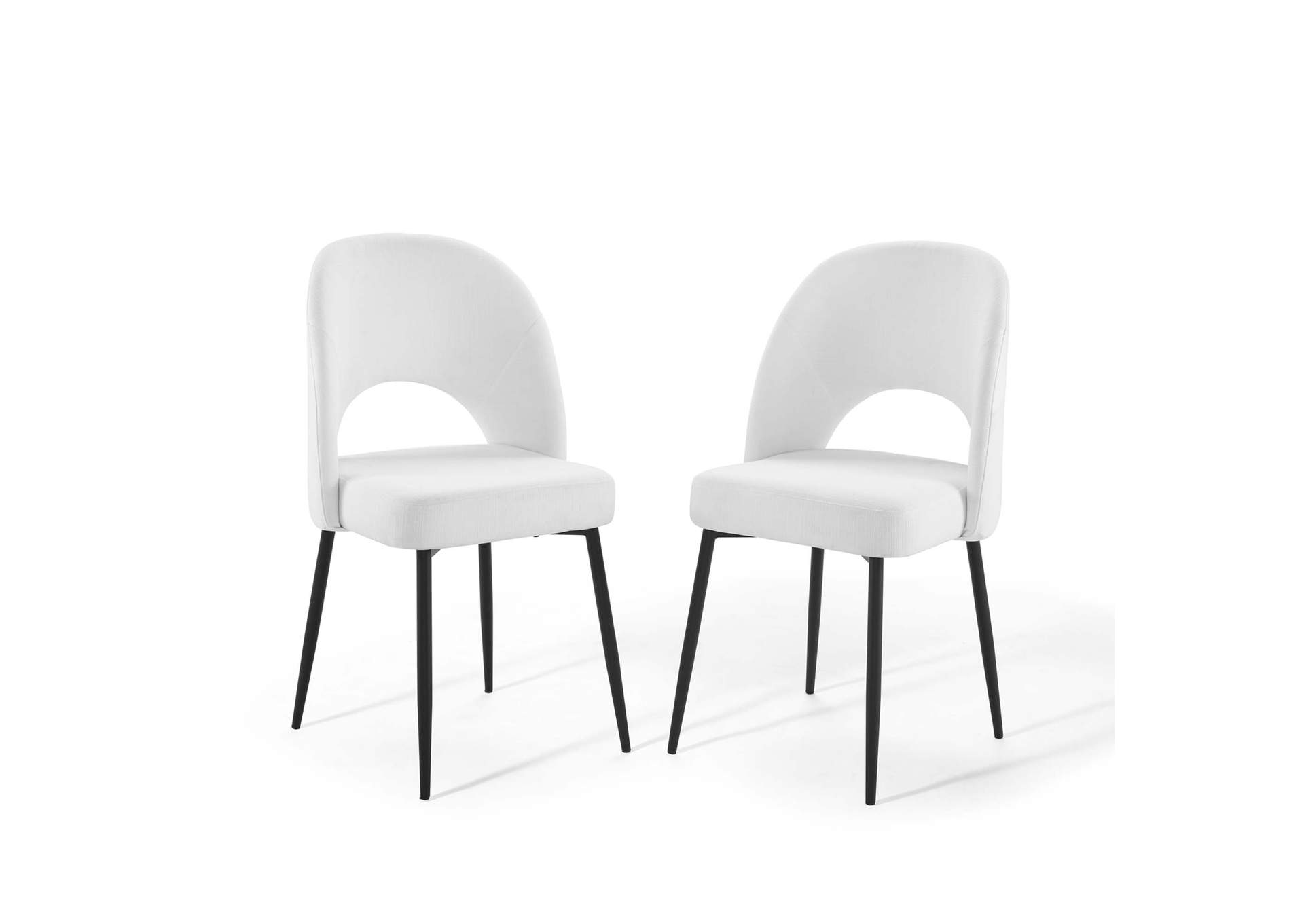 Black White Rouse Dining Side Chair Upholstered Fabric [Set of 2],Modway