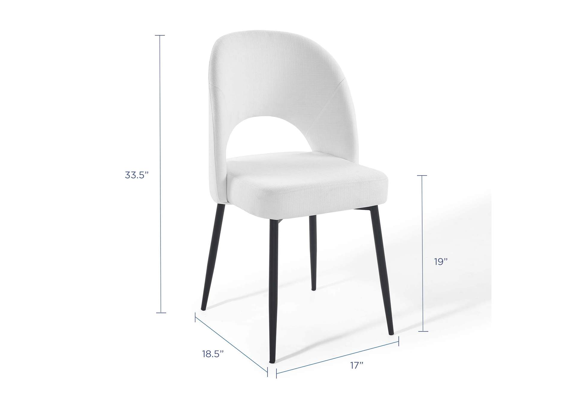 Black White Rouse Dining Side Chair Upholstered Fabric [Set of 2],Modway
