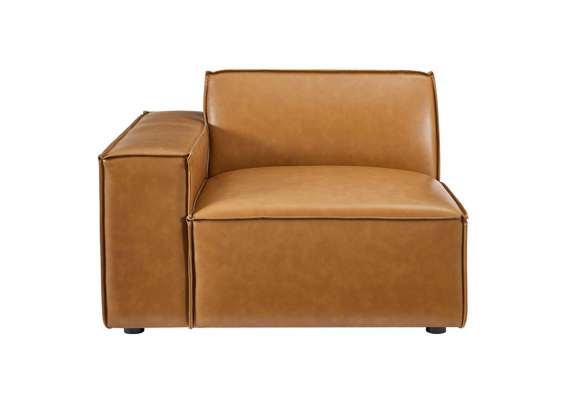 Tan Restore Left-Arm Vegan Leather Sectional Sofa Chair,Modway