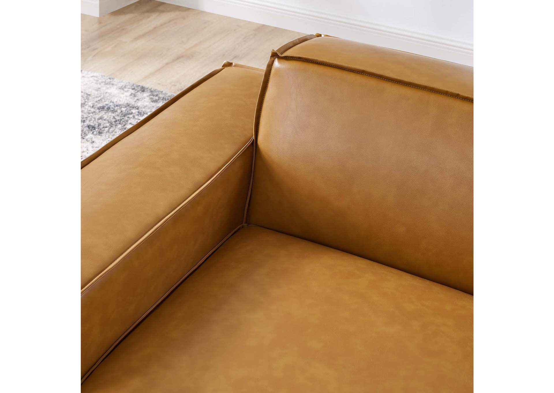 Tan Restore Left-Arm Vegan Leather Sectional Sofa Chair,Modway