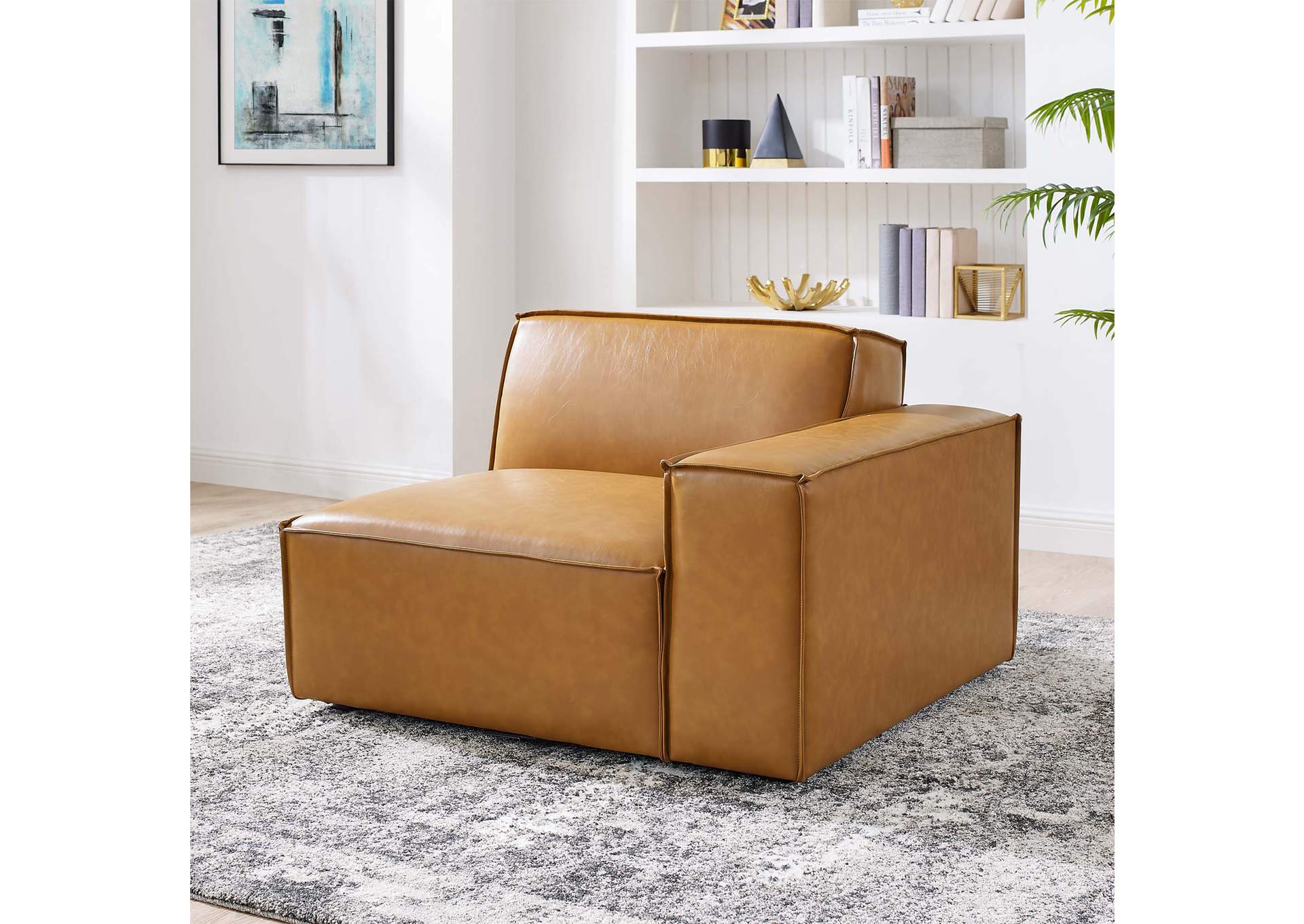 Tan Restore Right-Arm Vegan Leather Sectional Sofa Chair,Modway