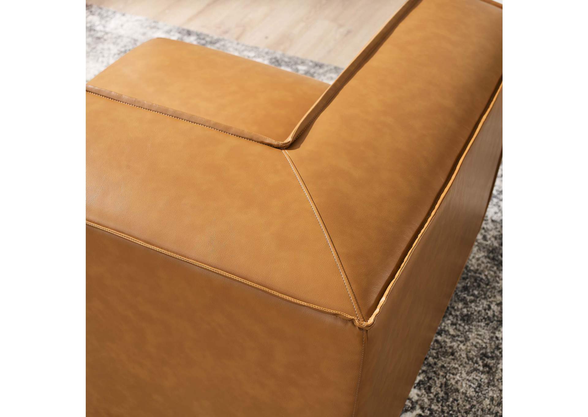 Tan Restore Vegan Leather Sectional Sofa Corner Chair,Modway