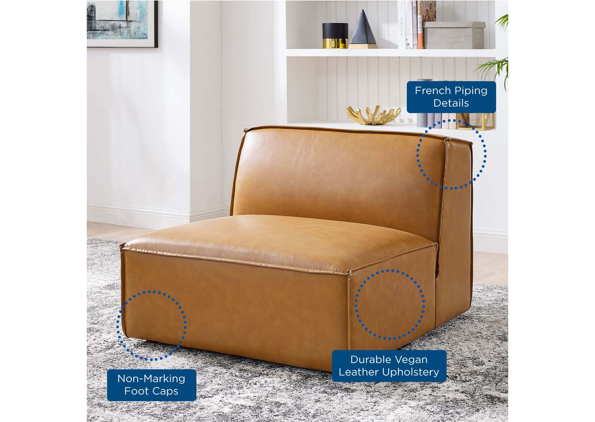Restore Vegan Leather Sectional Sofa Armless Chair,Modway