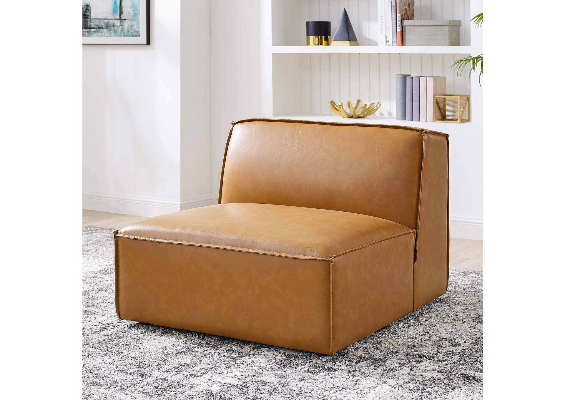 Restore Vegan Leather Sectional Sofa Armless Chair,Modway