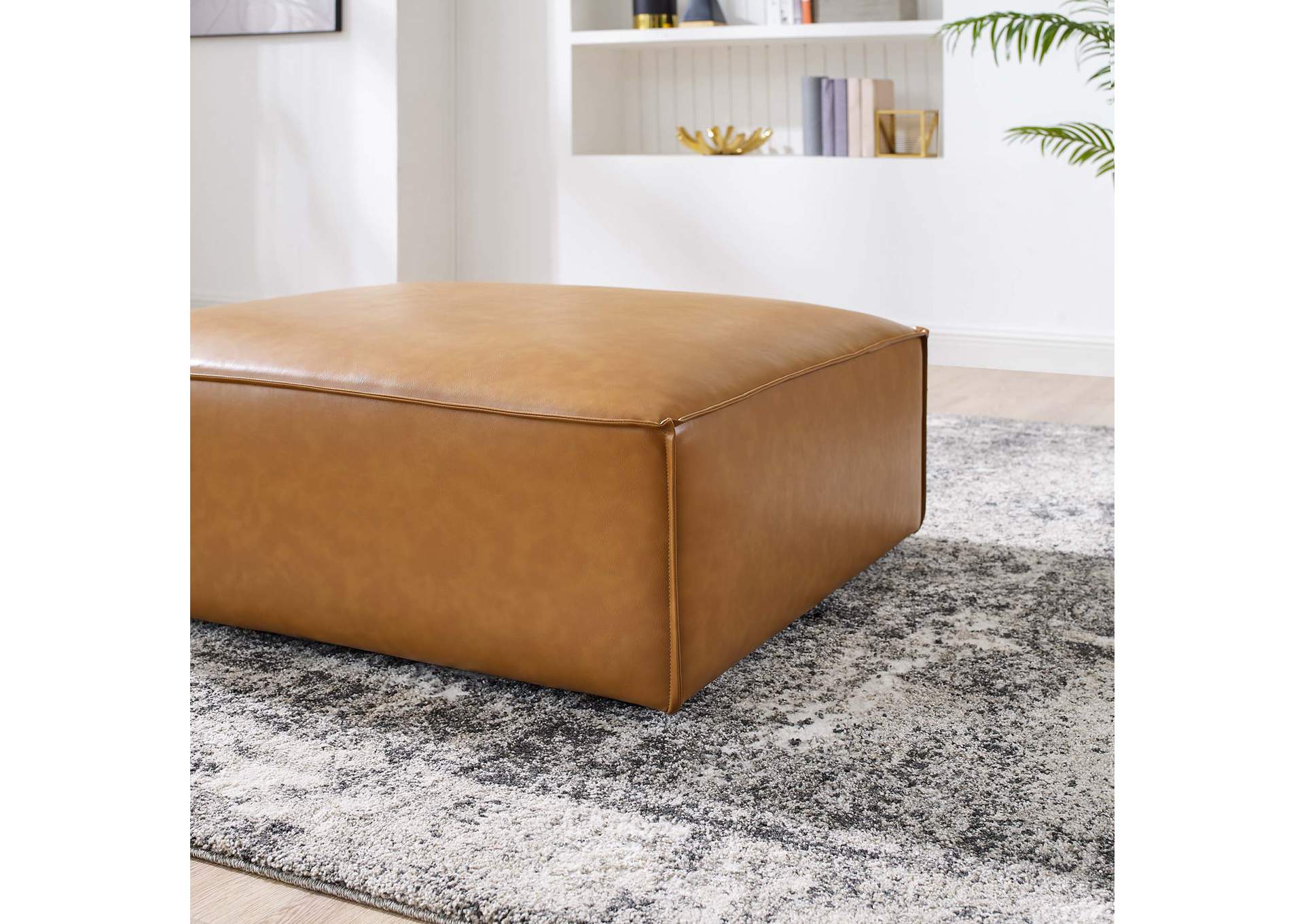 Tan Restore Vegan Leather Ottoman,Modway