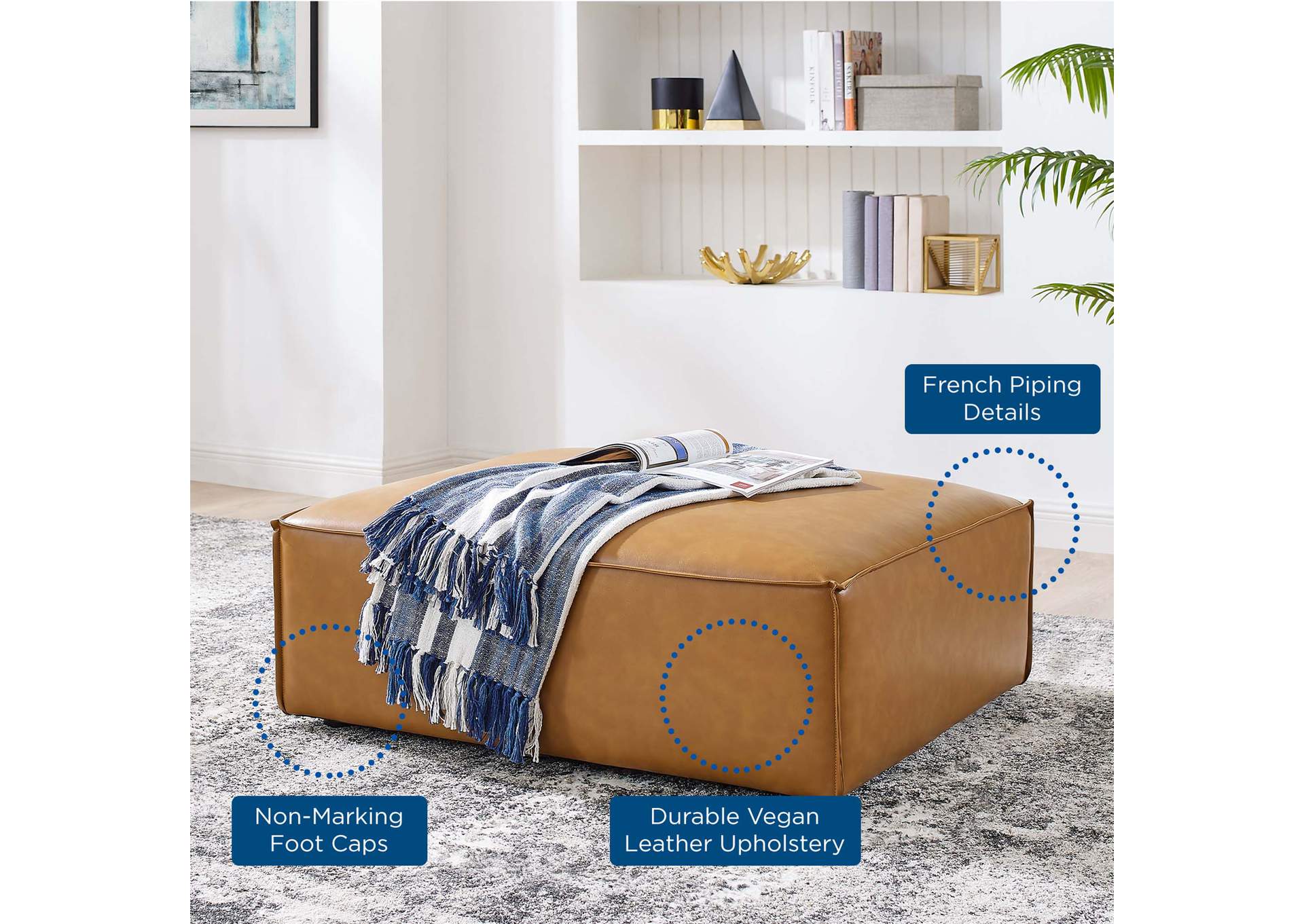 Tan Restore Vegan Leather Ottoman,Modway