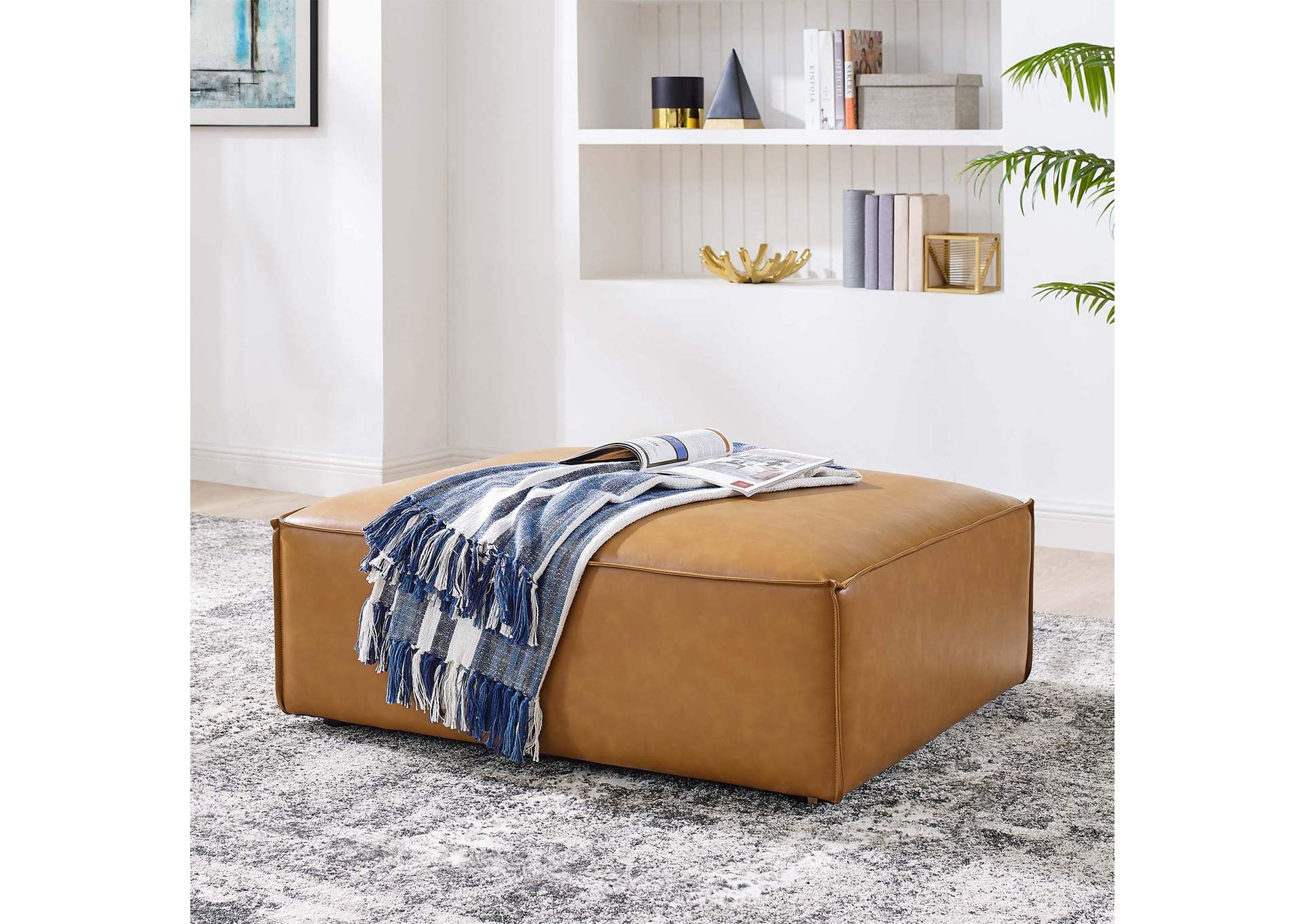 Tan Restore Vegan Leather Ottoman,Modway