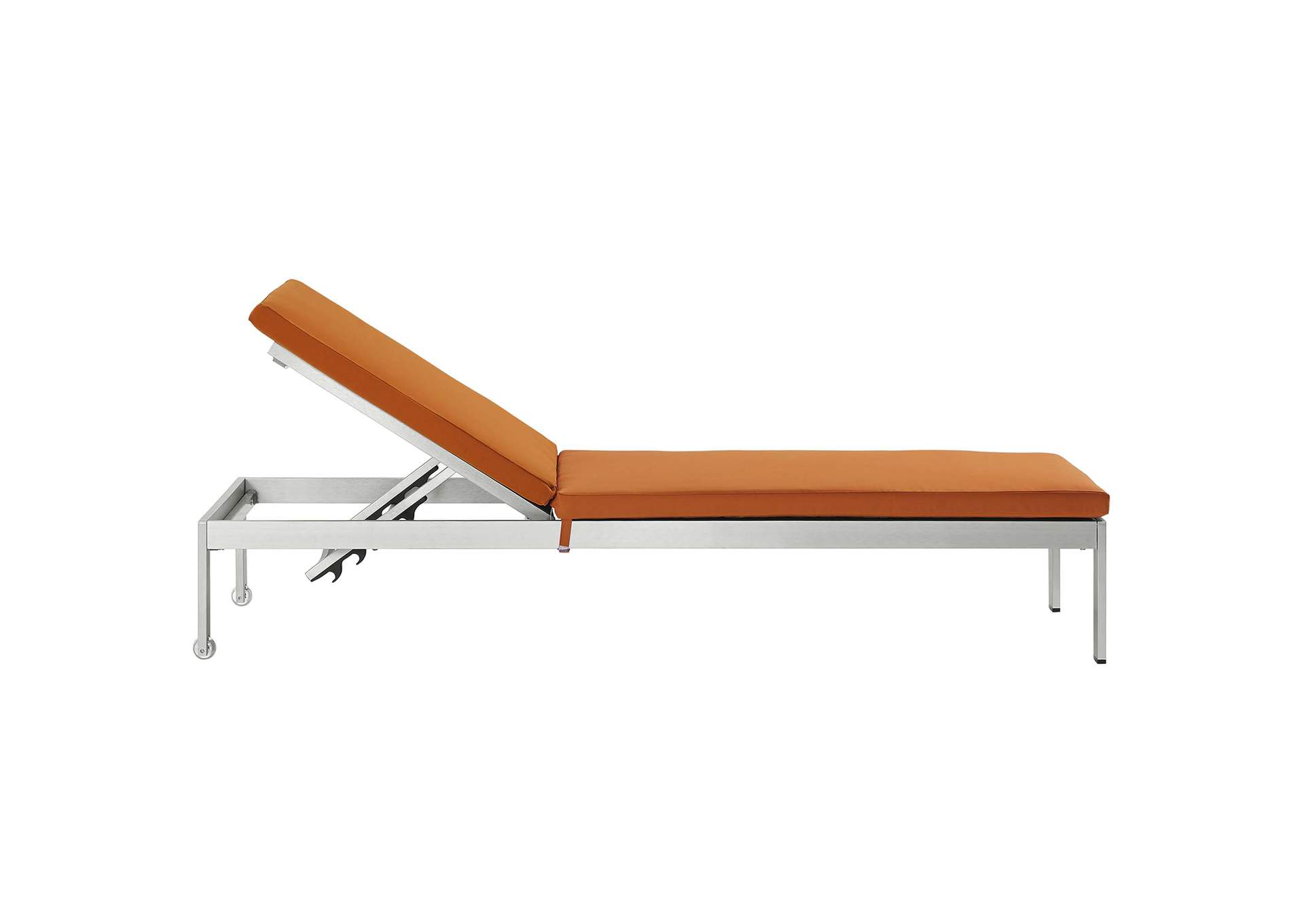 Silver Orange Shore Outdoor Patio Aluminum Chaise with Cushions,Modway