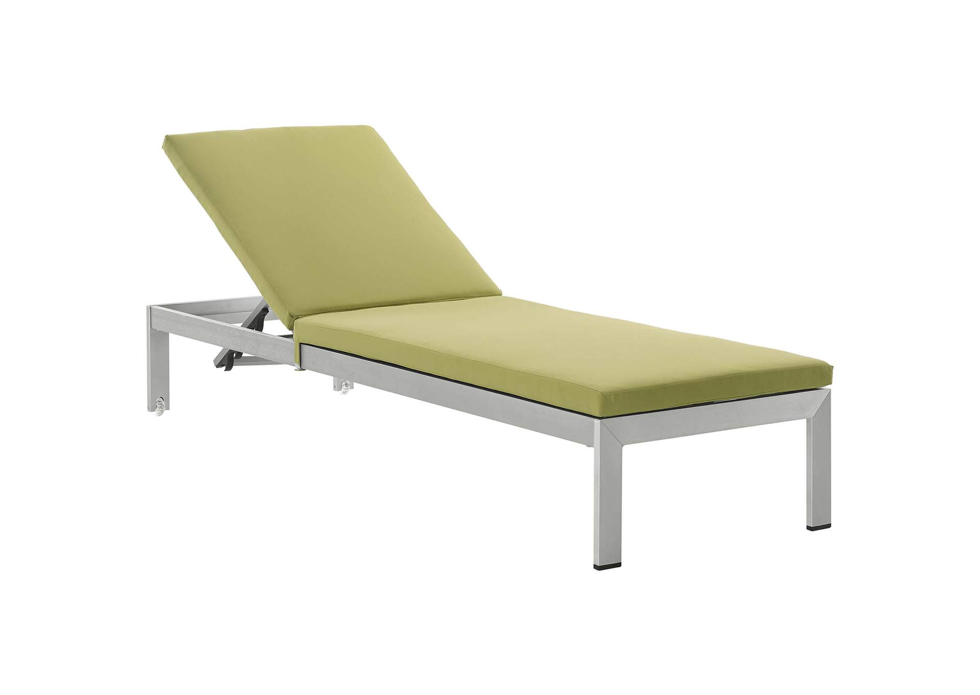 Silver Peridot Shore Outdoor Patio Aluminum Chaise with Cushions,Modway