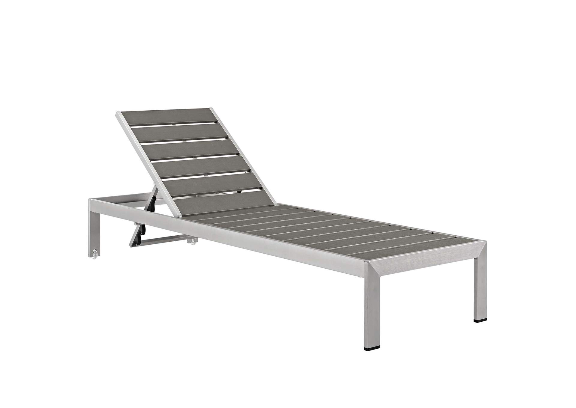 Silver Navy Shore Outdoor Patio Aluminum Chaise with Cushions,Modway