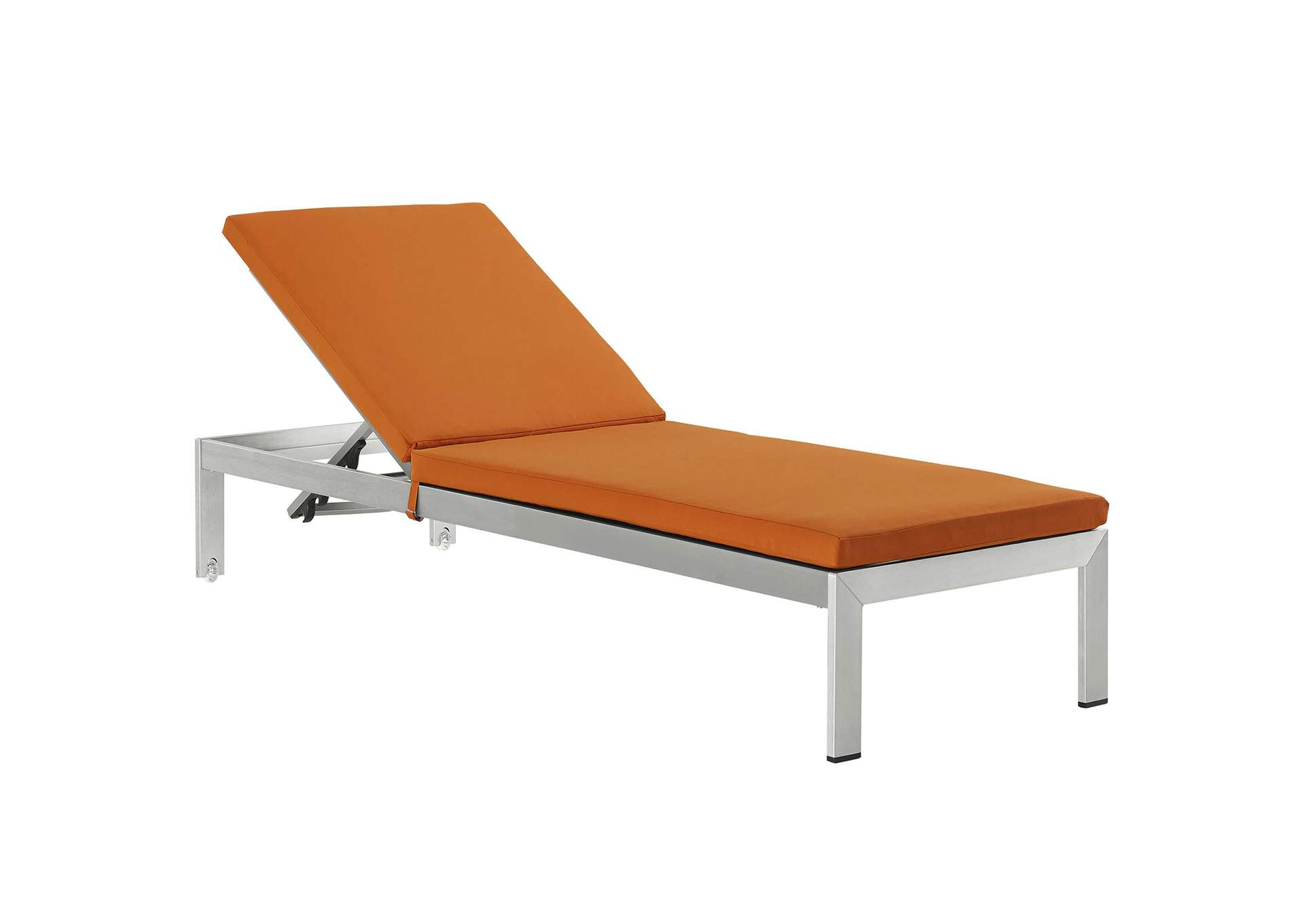 Silver Orange Shore Outdoor Patio Aluminum Chaise with Cushions,Modway