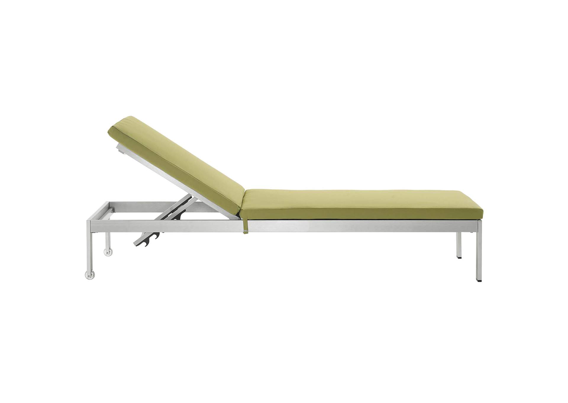 Silver Peridot Shore Outdoor Patio Aluminum Chaise with Cushions,Modway
