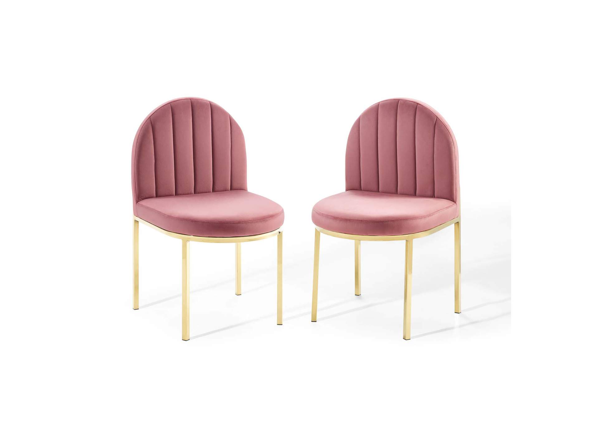 Gold Dusty Rose Isla Dining Side Chair Performance Velvet [Set of 2],Modway