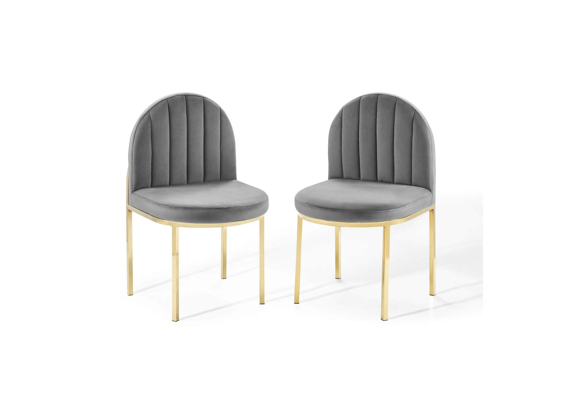 Gold Gray Isla Dining Side Chair Performance Velvet [Set of 2],Modway