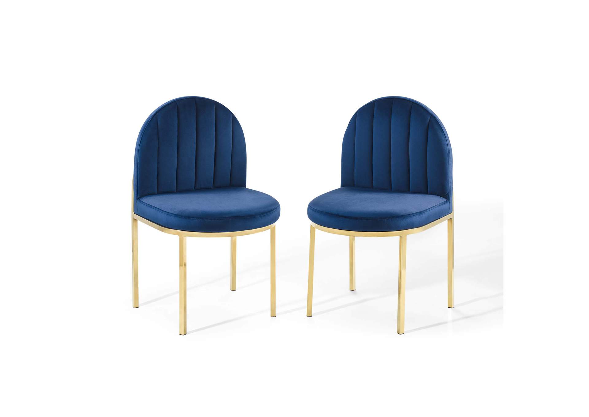 Gold Navy Isla Dining Side Chair Performance Velvet [Set of 2],Modway