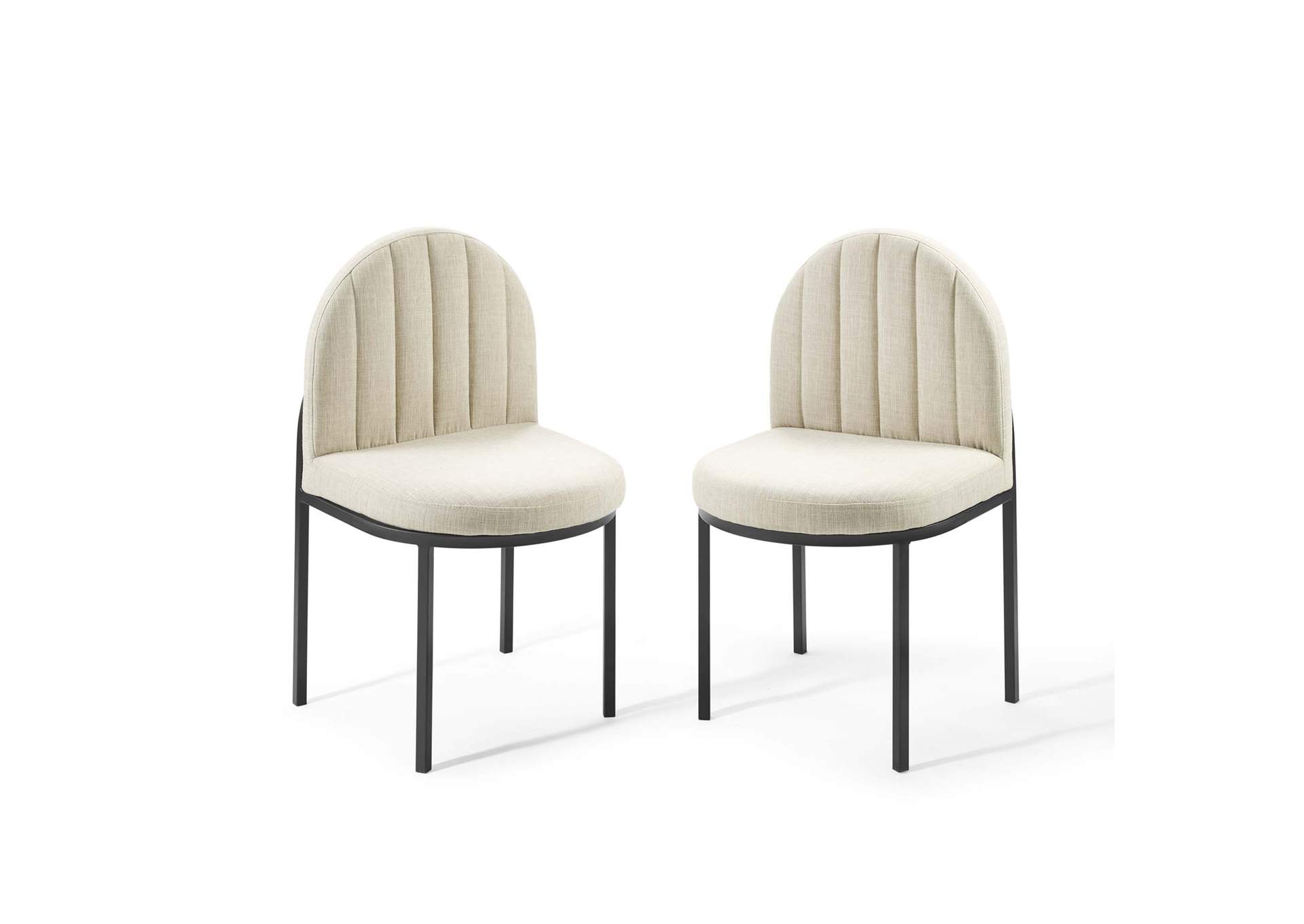 Black Beige Isla Dining Side Chair Upholstered Fabric [Set of 2],Modway