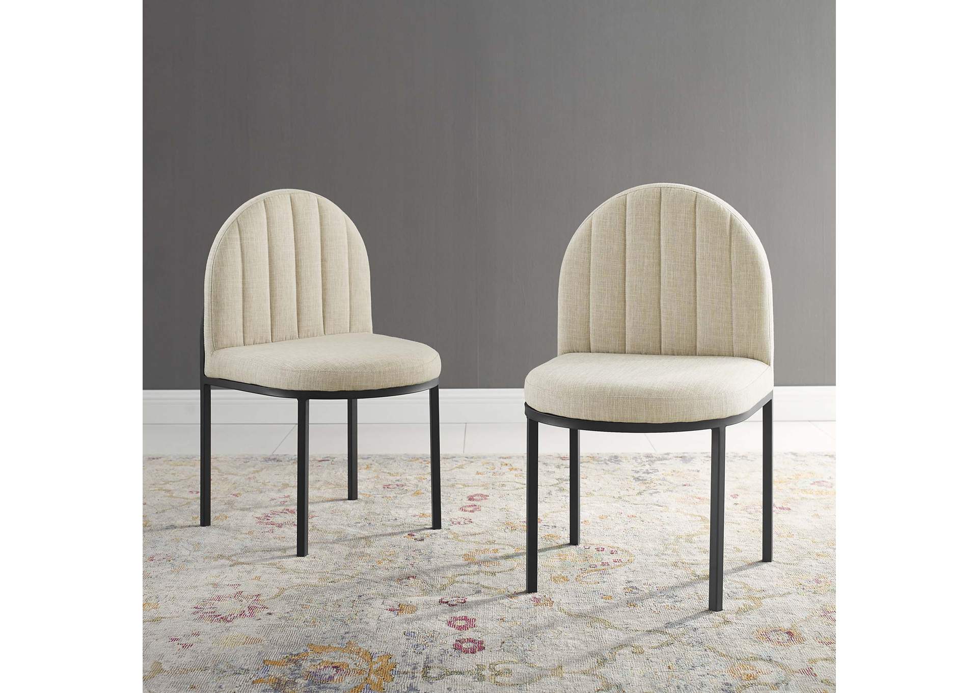 Black Beige Isla Dining Side Chair Upholstered Fabric [Set of 2],Modway