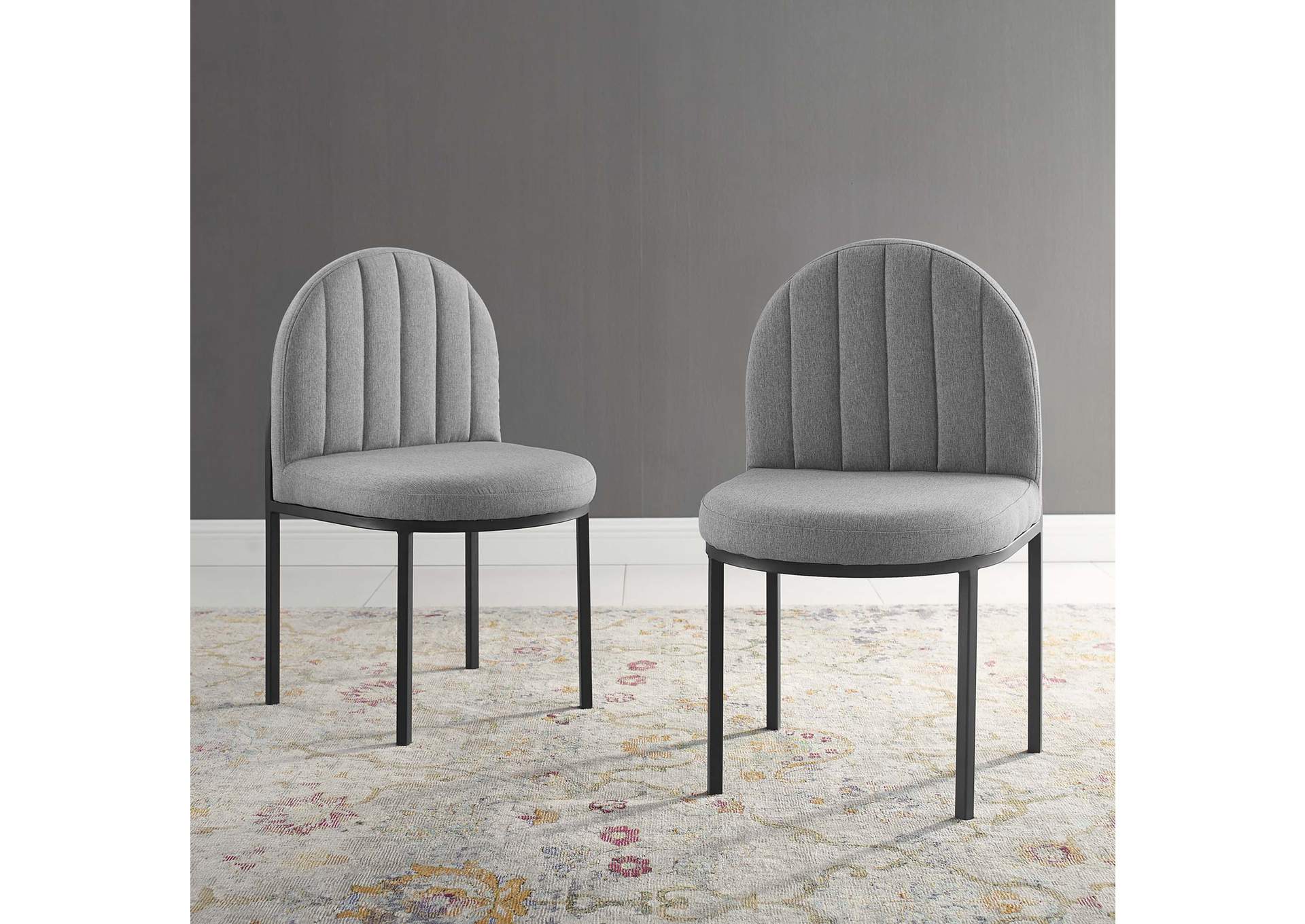 Black Light Gray Isla Dining Side Chair Upholstered Fabric [Set of 2],Modway