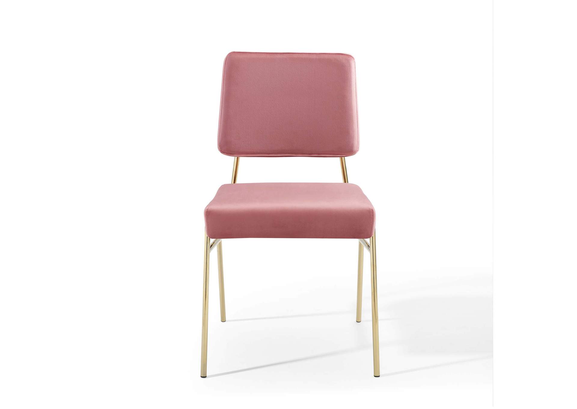 Gold Dusty Rose Craft Dining Side Chair Performance Velvet [Set of 2],Modway