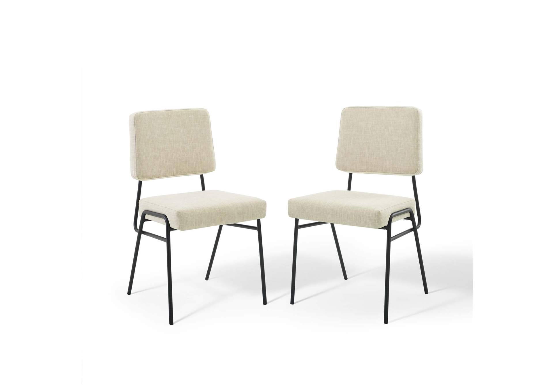 Black Beige Craft Dining Side Chair Upholstered Fabric [Set of 2],Modway
