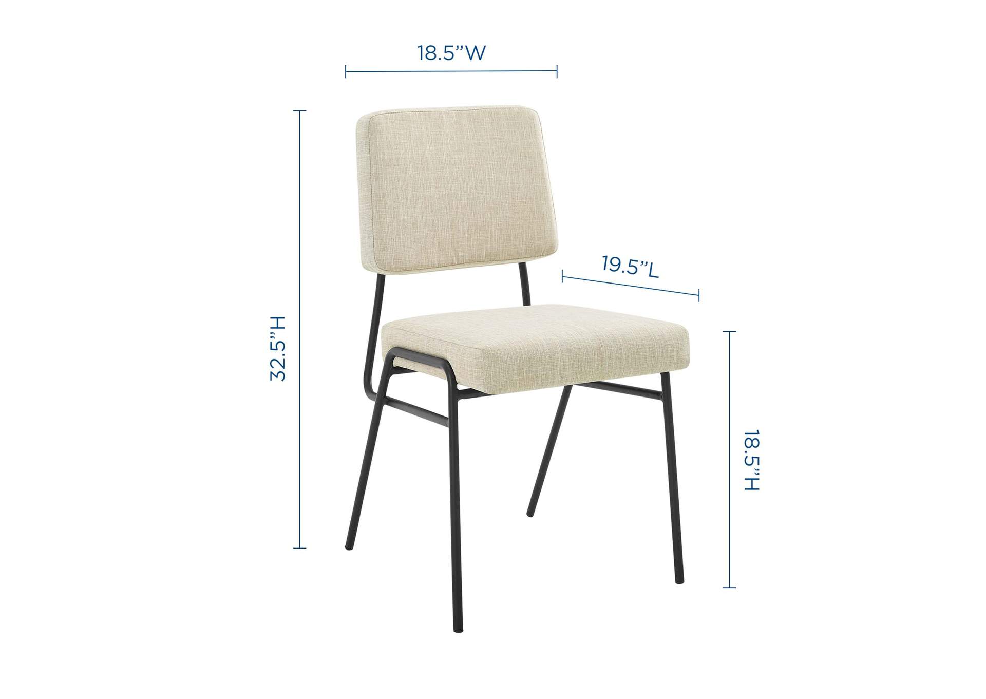 Black Beige Craft Dining Side Chair Upholstered Fabric [Set of 2],Modway