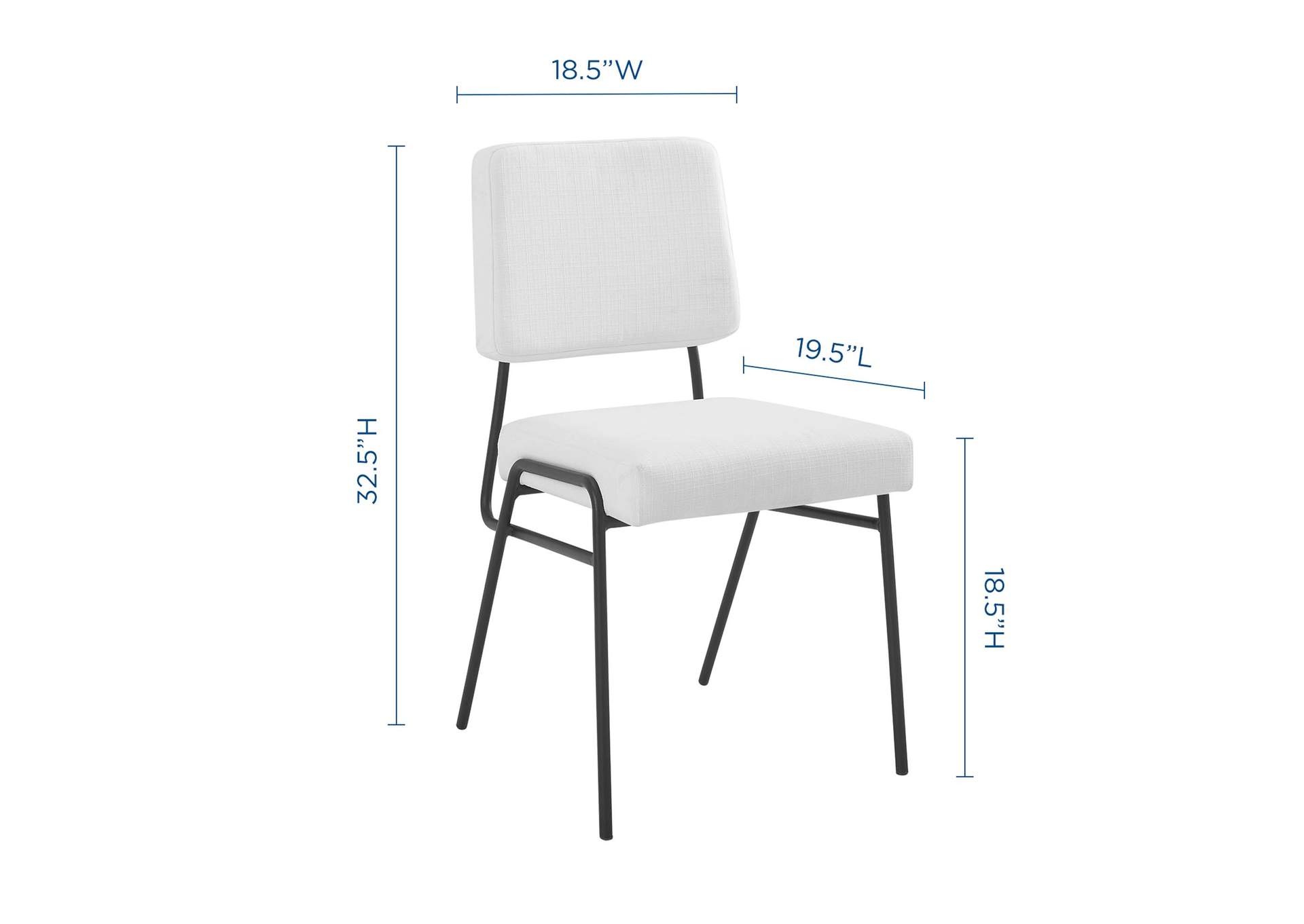 Black White Craft Dining Side Chair Upholstered Fabric [Set of 2],Modway