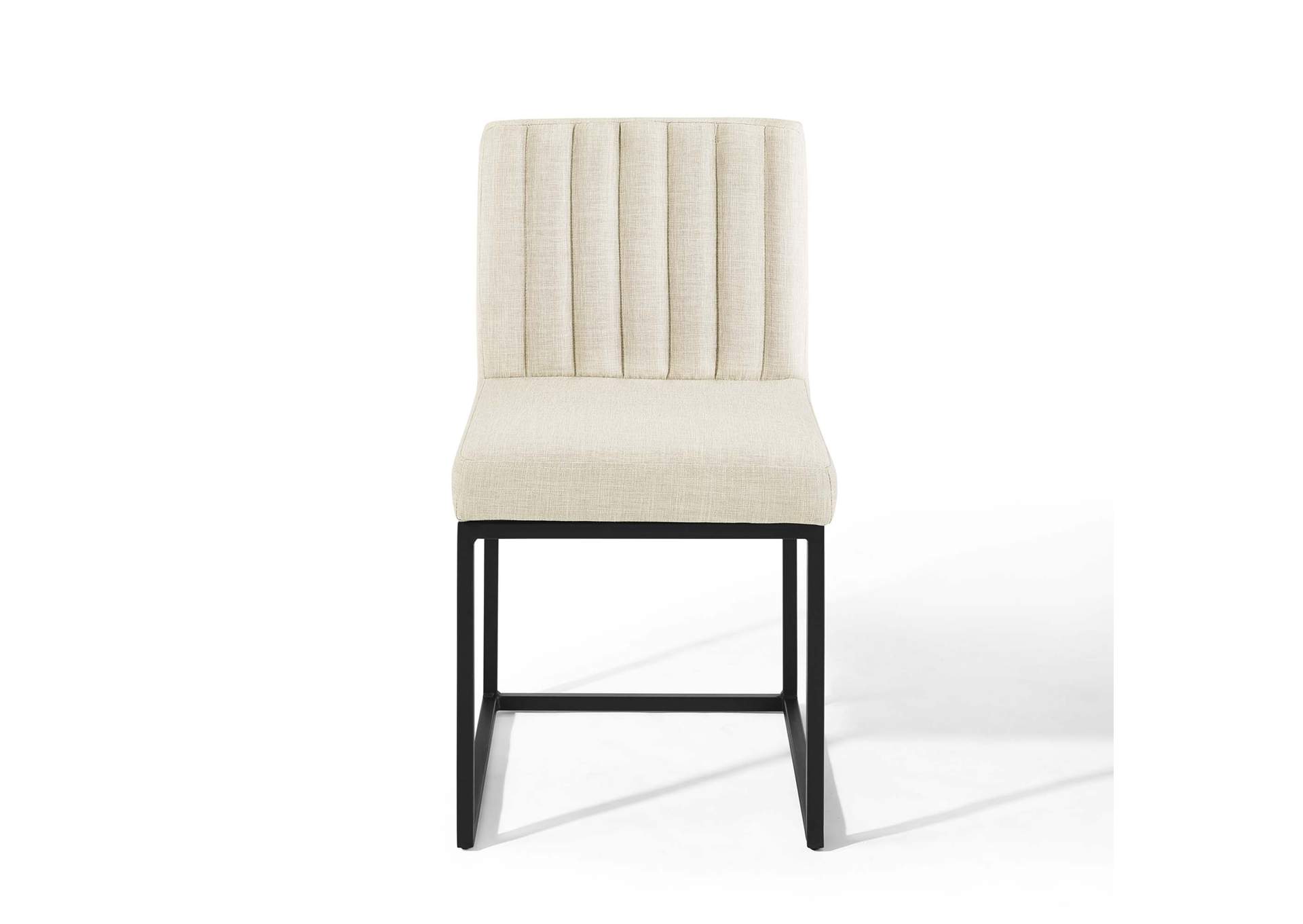 Black Beige Carriage Dining Chair Upholstered Fabric [Set of 2],Modway