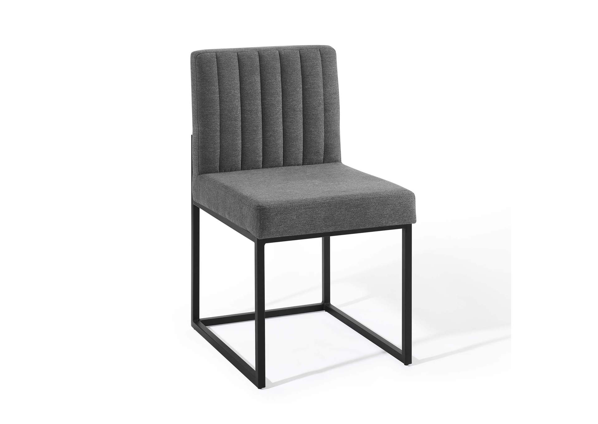 Black Charcoal Carriage Dining Chair Upholstered Fabric [Set of 2],Modway
