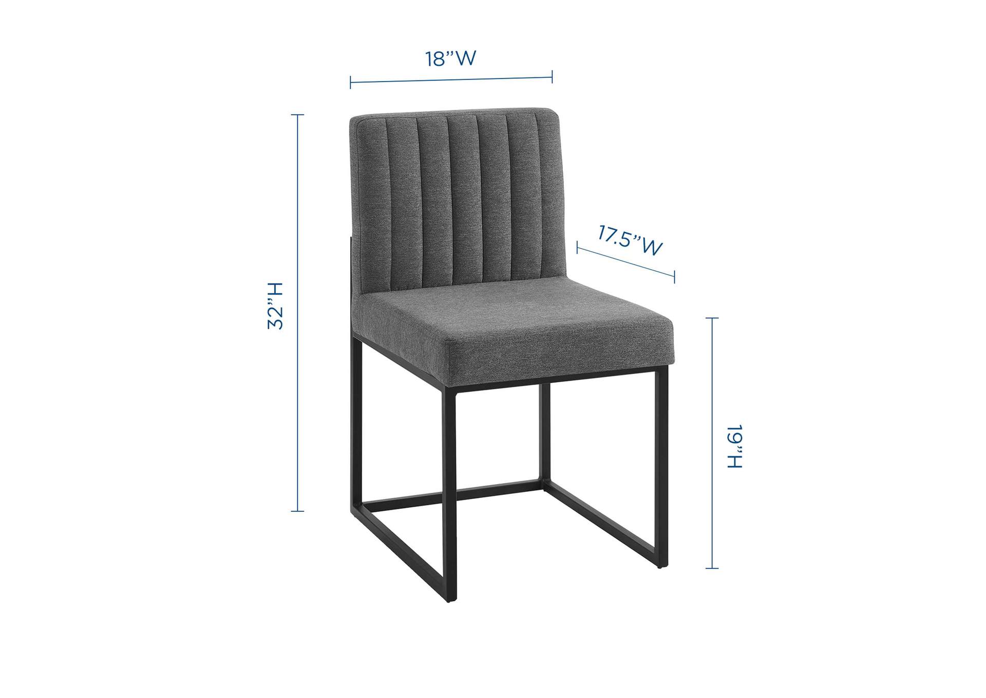 Black Charcoal Carriage Dining Chair Upholstered Fabric [Set of 2],Modway