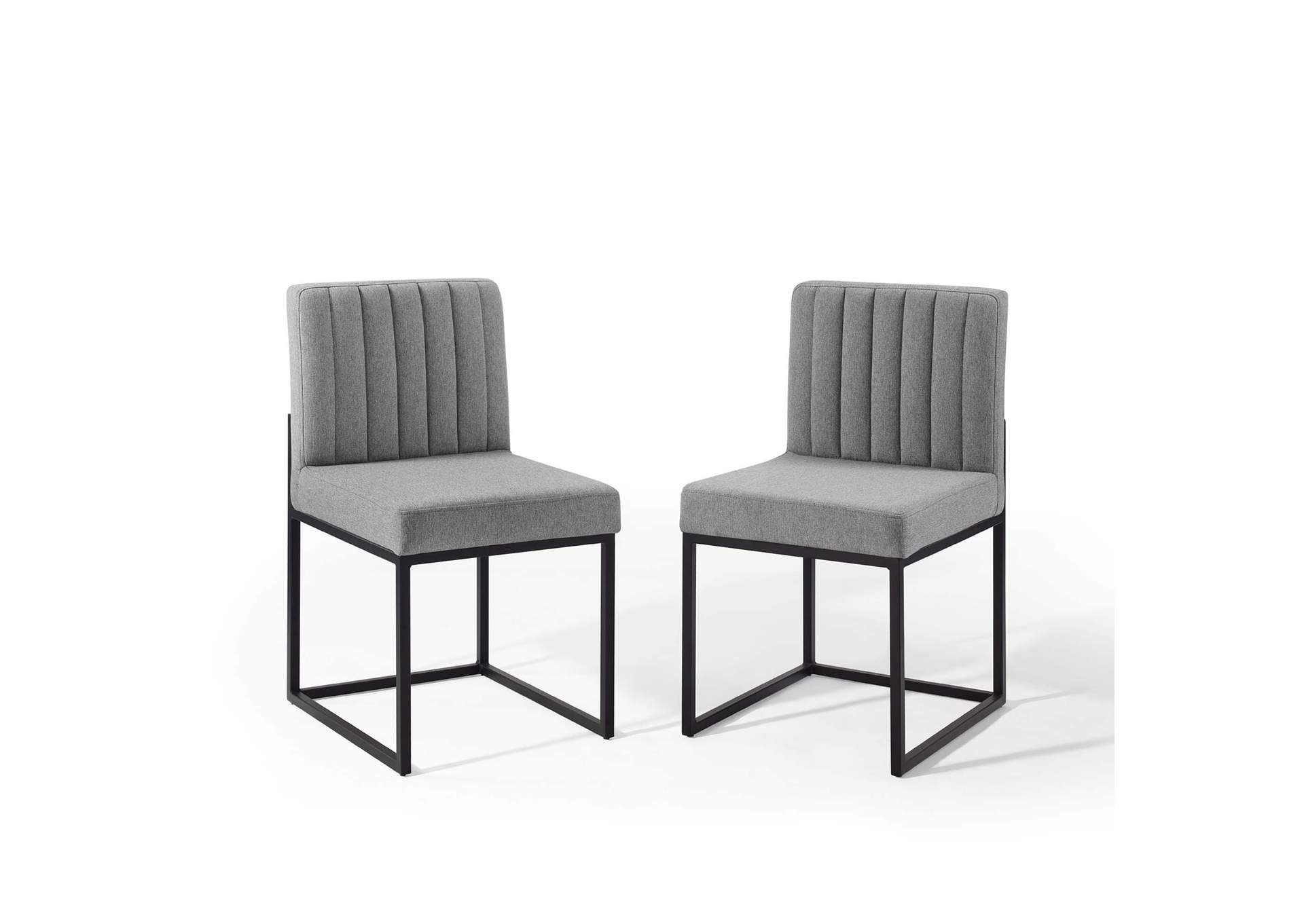 Black Light Gray Carriage Dining Chair Upholstered Fabric [Set of 2],Modway