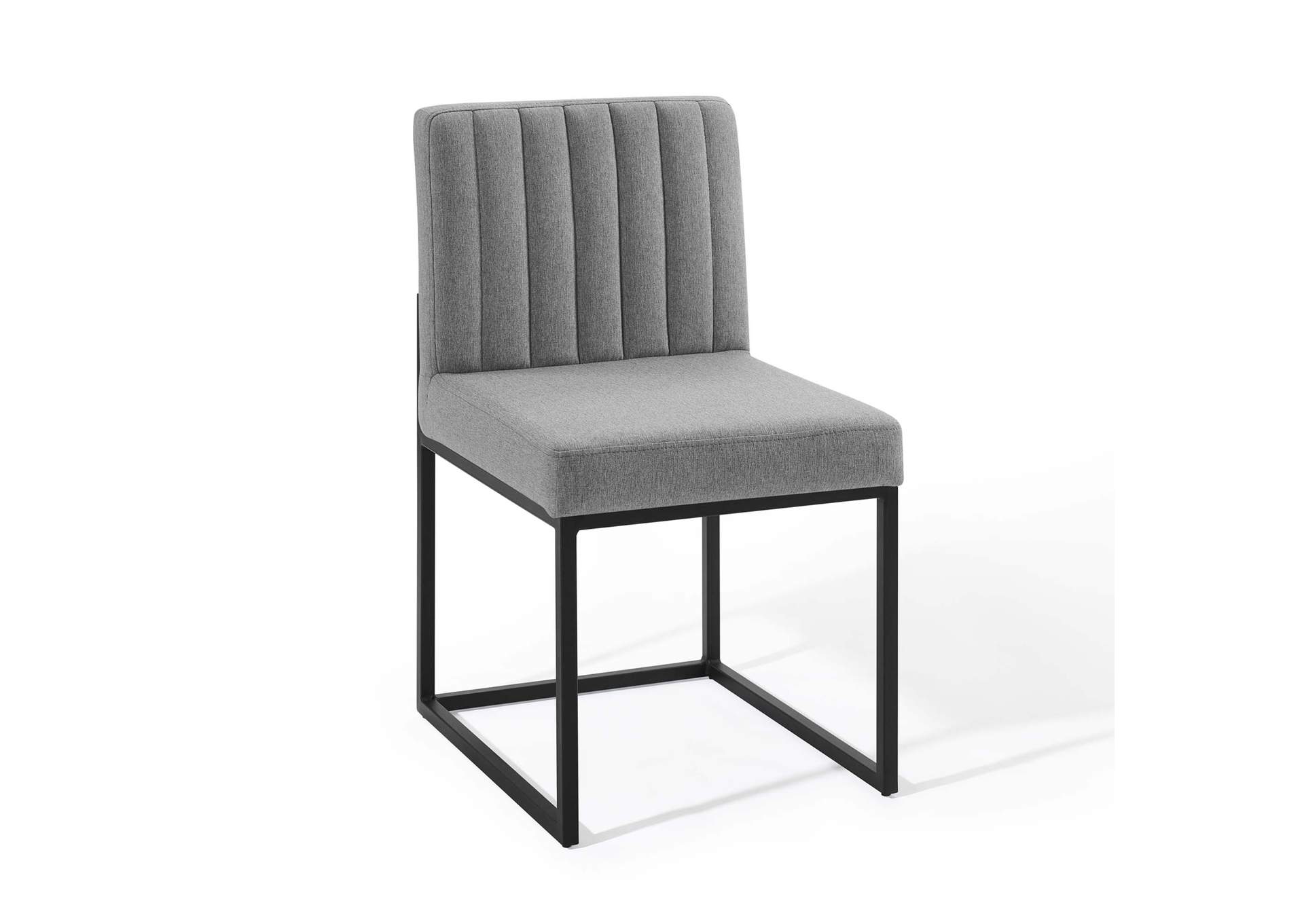 Black Light Gray Carriage Dining Chair Upholstered Fabric [Set of 2],Modway