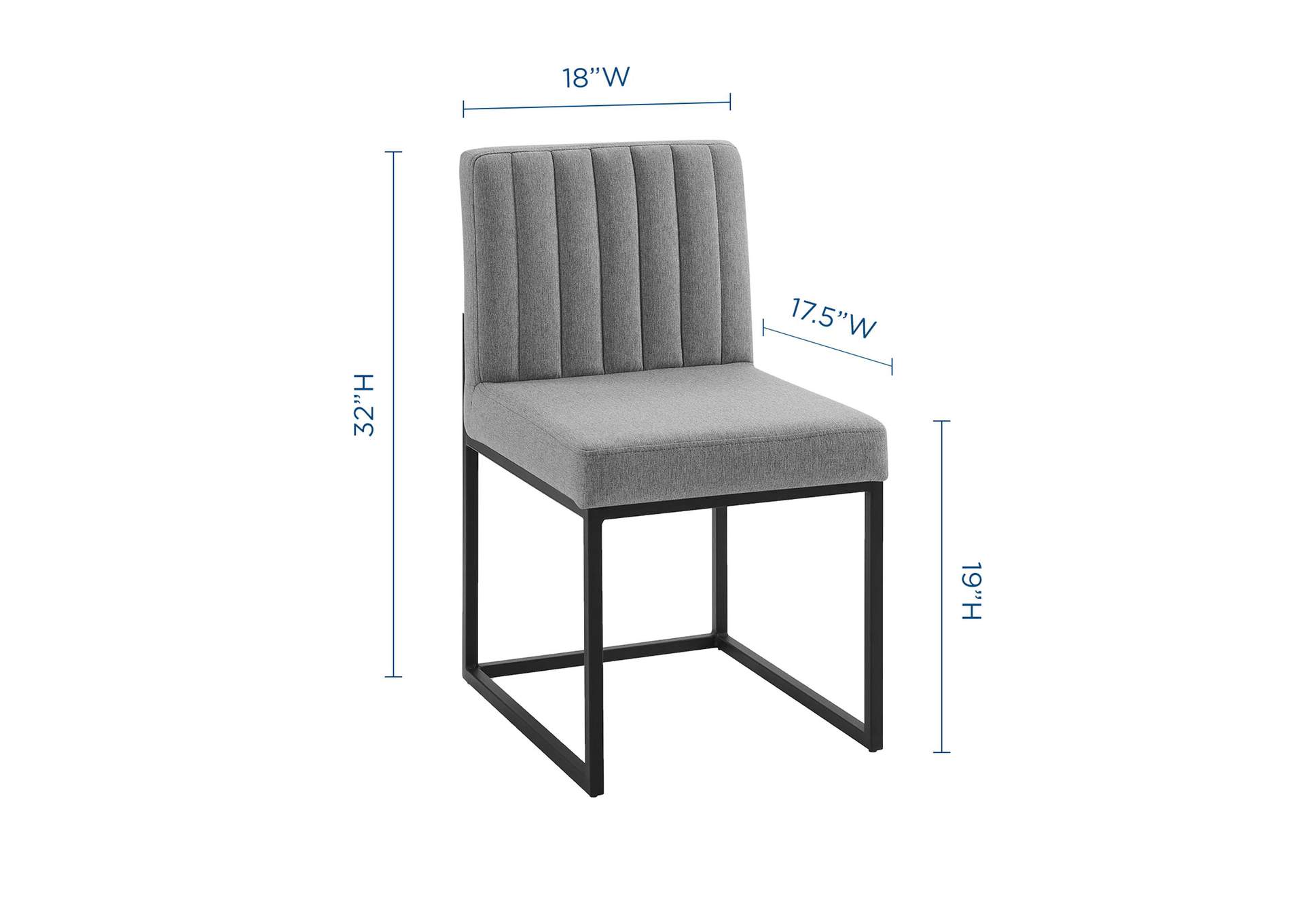Black Light Gray Carriage Dining Chair Upholstered Fabric [Set of 2],Modway