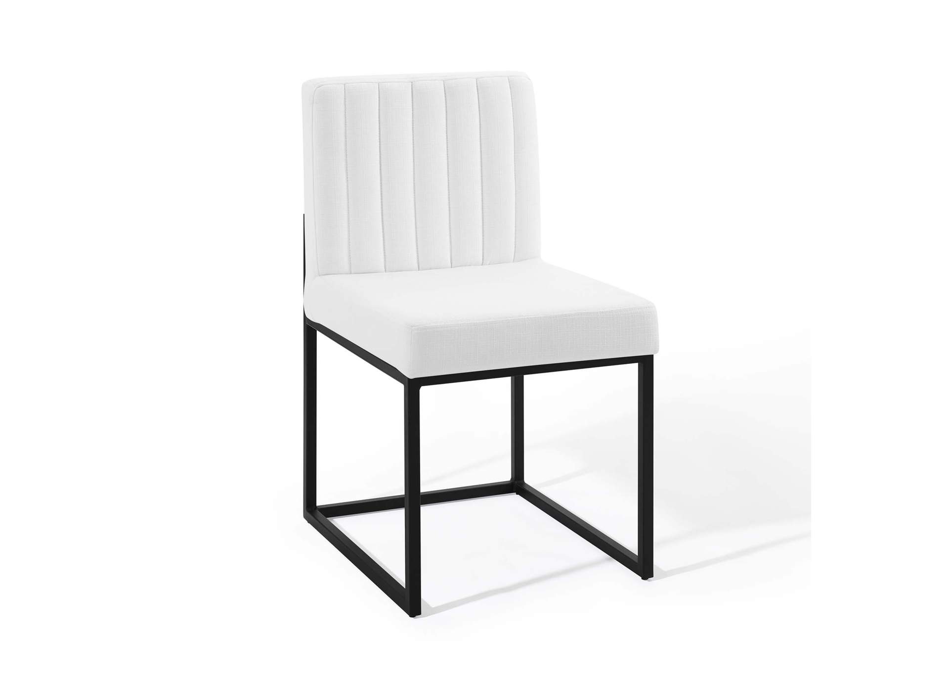 Black White Carriage Dining Chair Upholstered Fabric [Set of 2],Modway