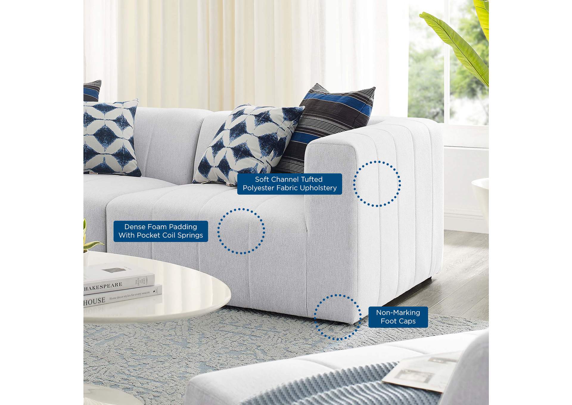 Ivory Bartlett Upholstered Fabric 2-Piece Loveseat,Modway