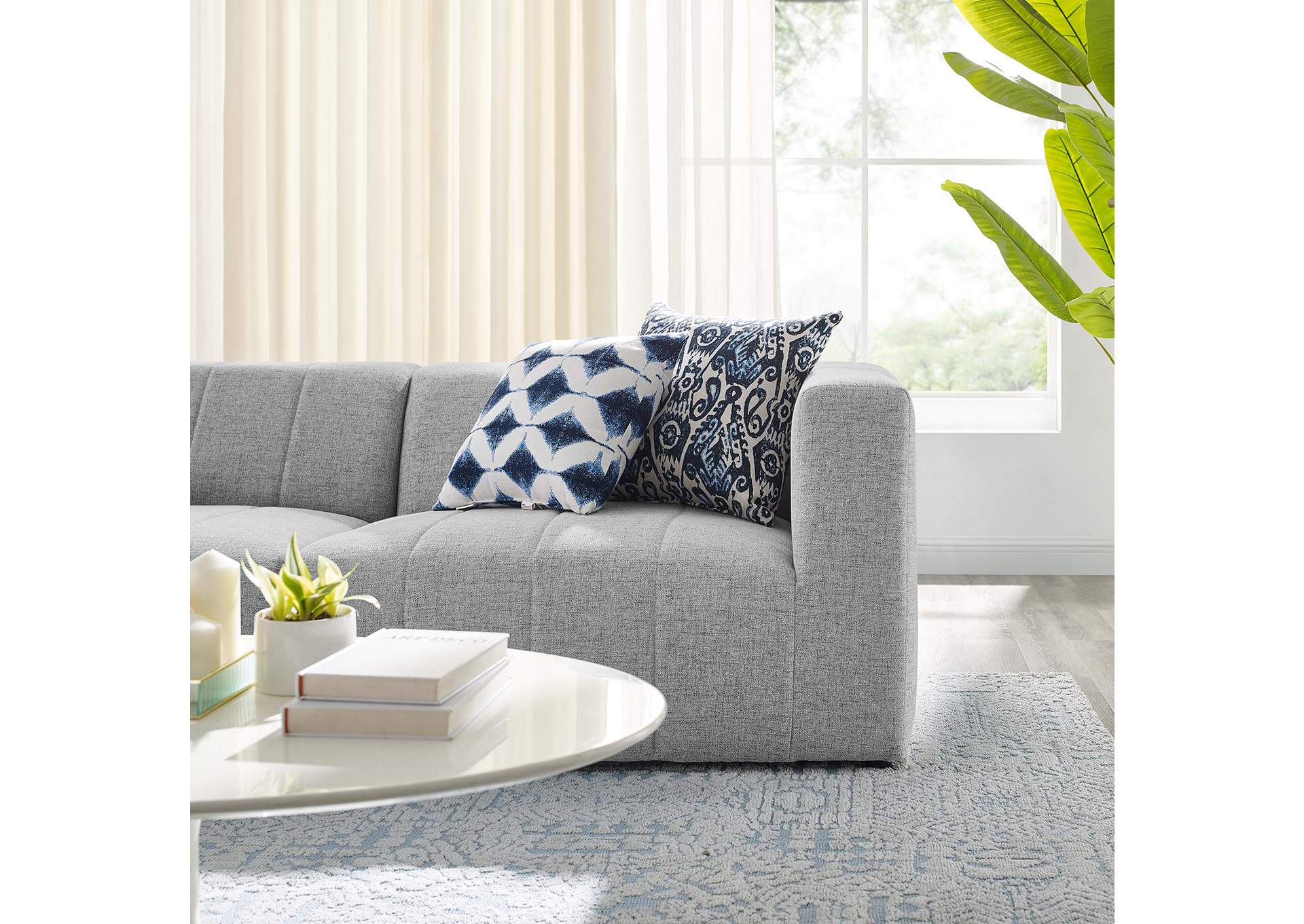 Light Gray Bartlett Upholstered Fabric 2-Piece Loveseat,Modway