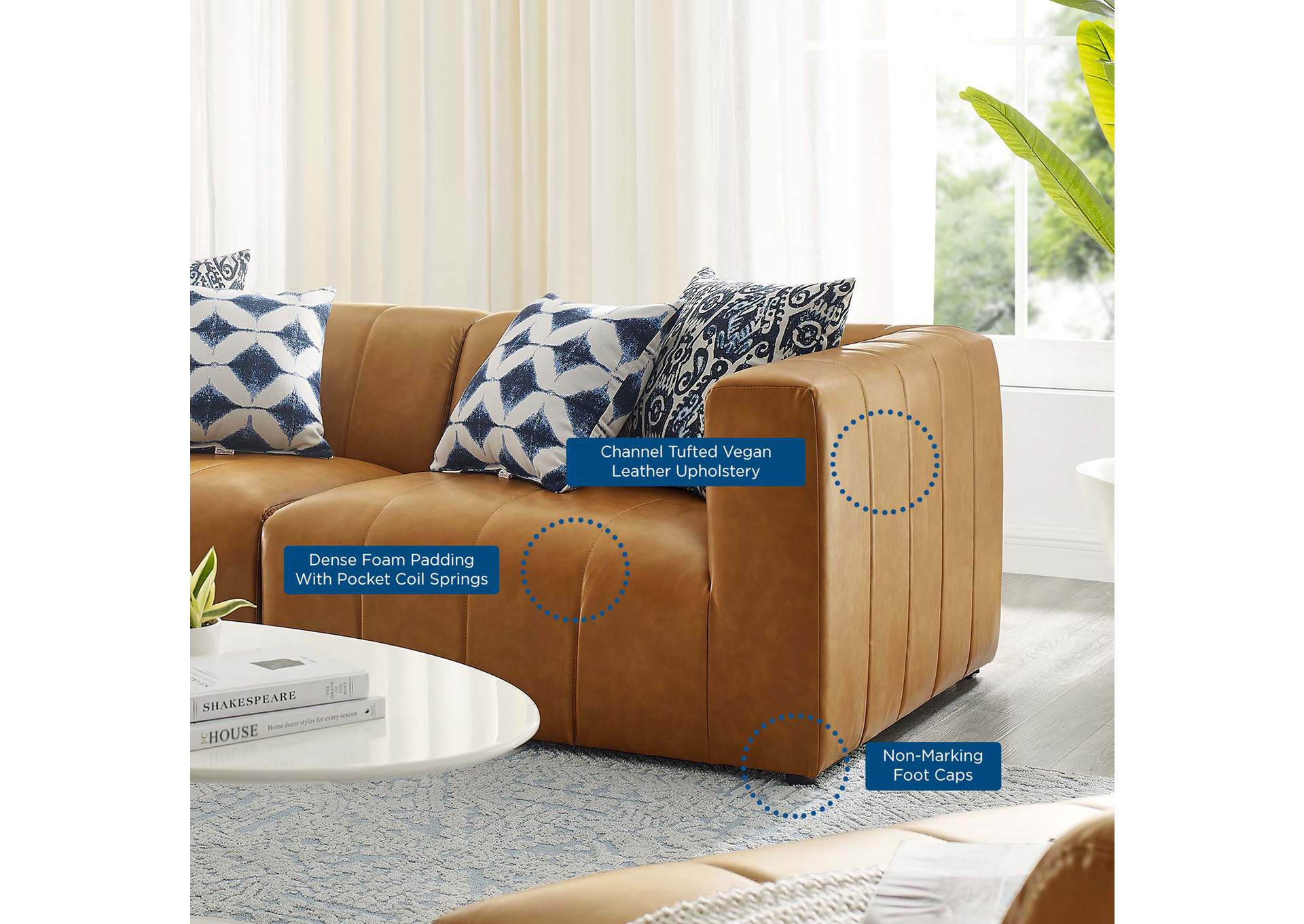 Tan Bartlett Vegan Leather 2-Piece Loveseat,Modway