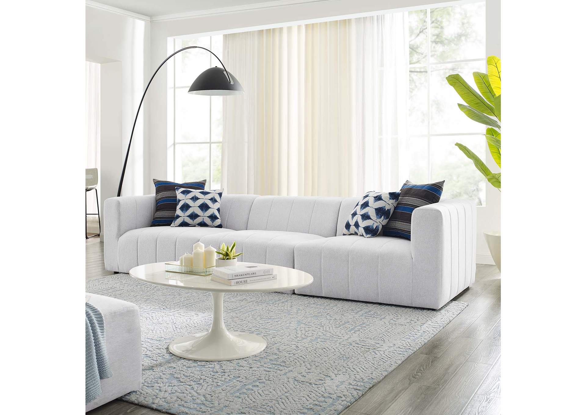 Ivory Bartlett Upholstered Fabric 3-Piece Sofa,Modway