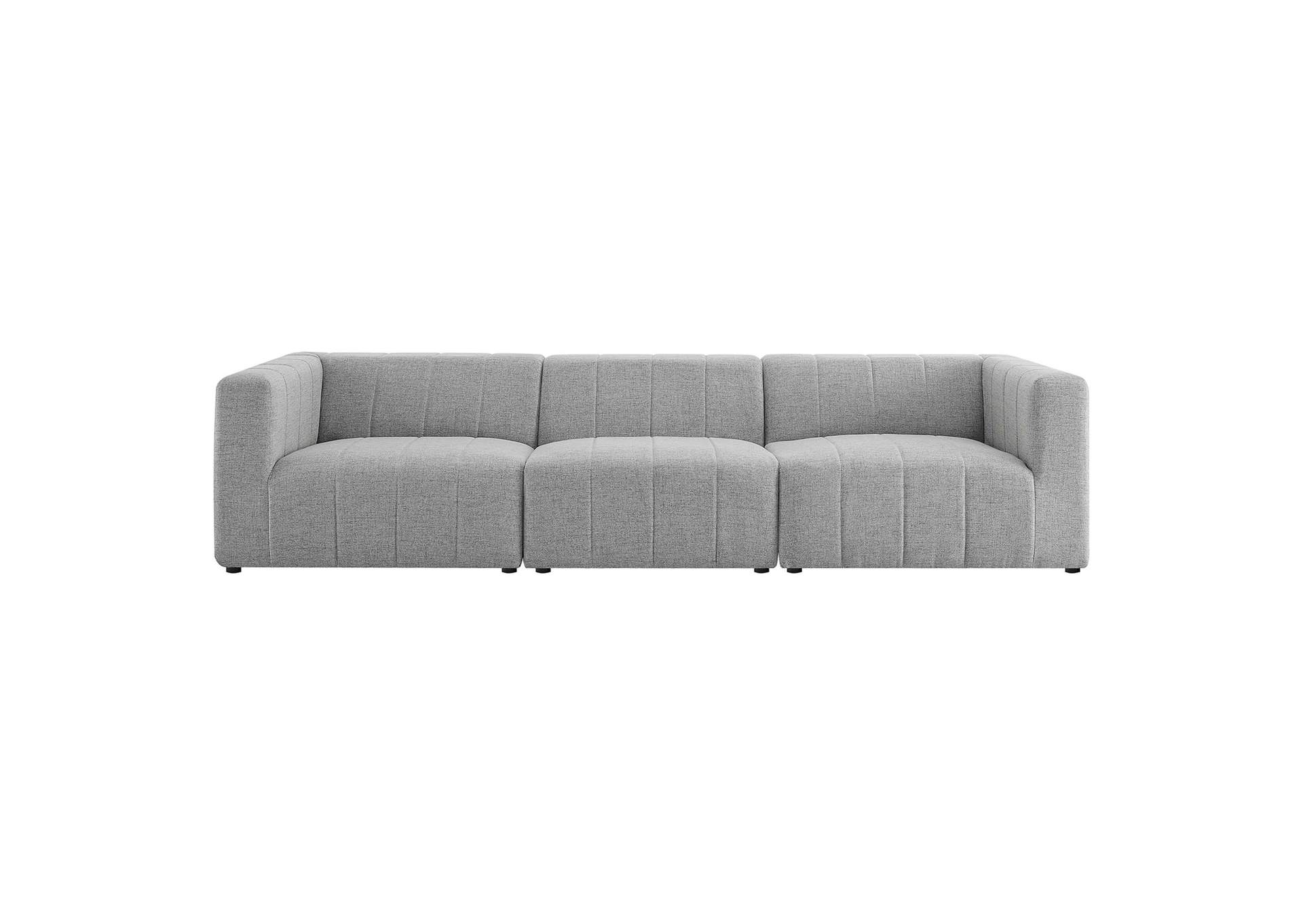 Light Gray Bartlett Upholstered Fabric 3-Piece Sofa,Modway