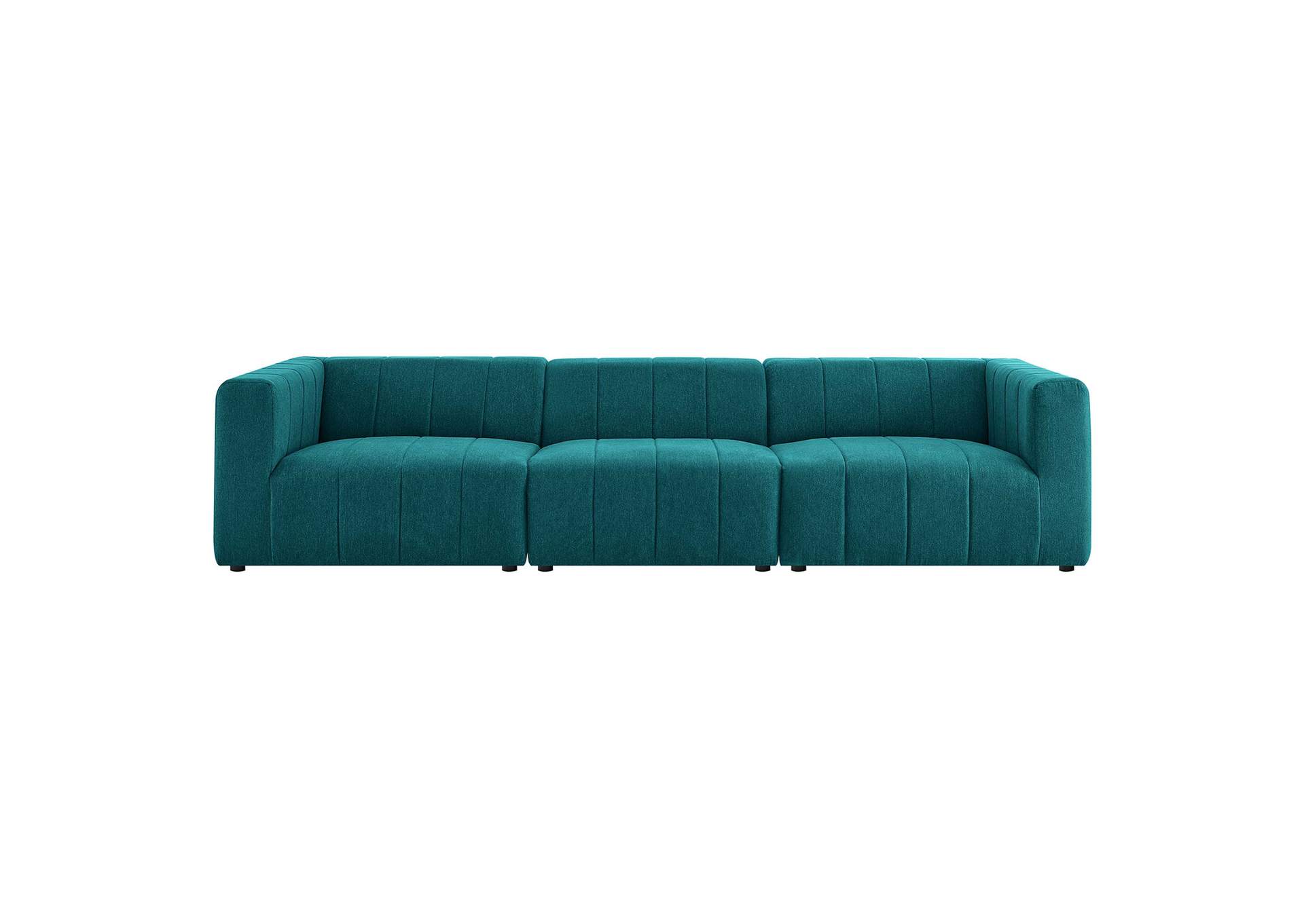 Teal Bartlett Upholstered Fabric 3-Piece Sofa,Modway
