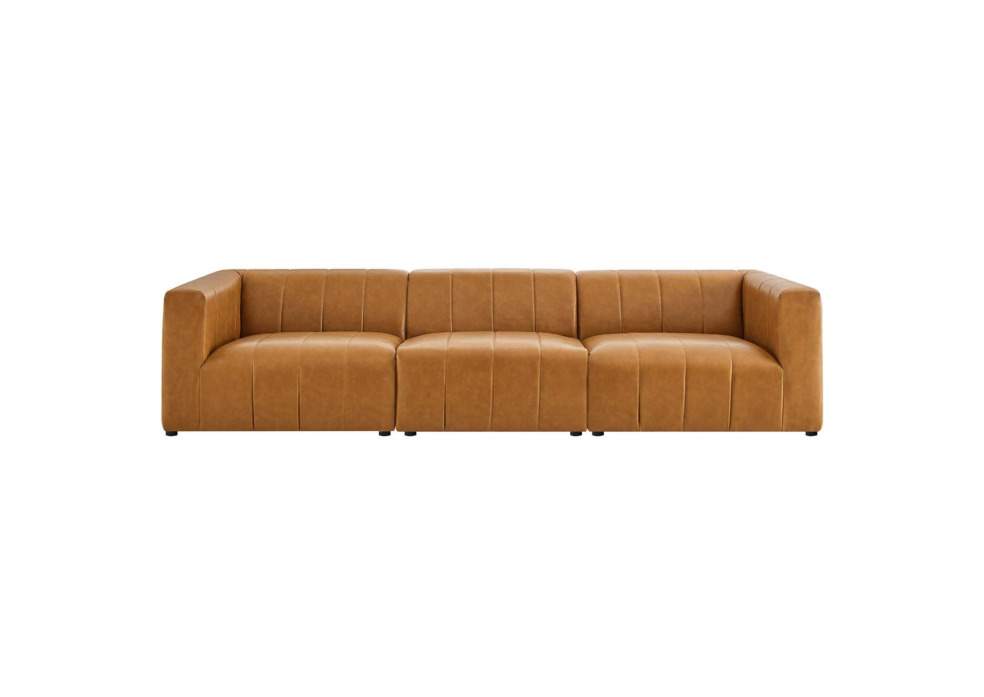 Tan Bartlett Vegan Leather 3-Piece Sofa,Modway