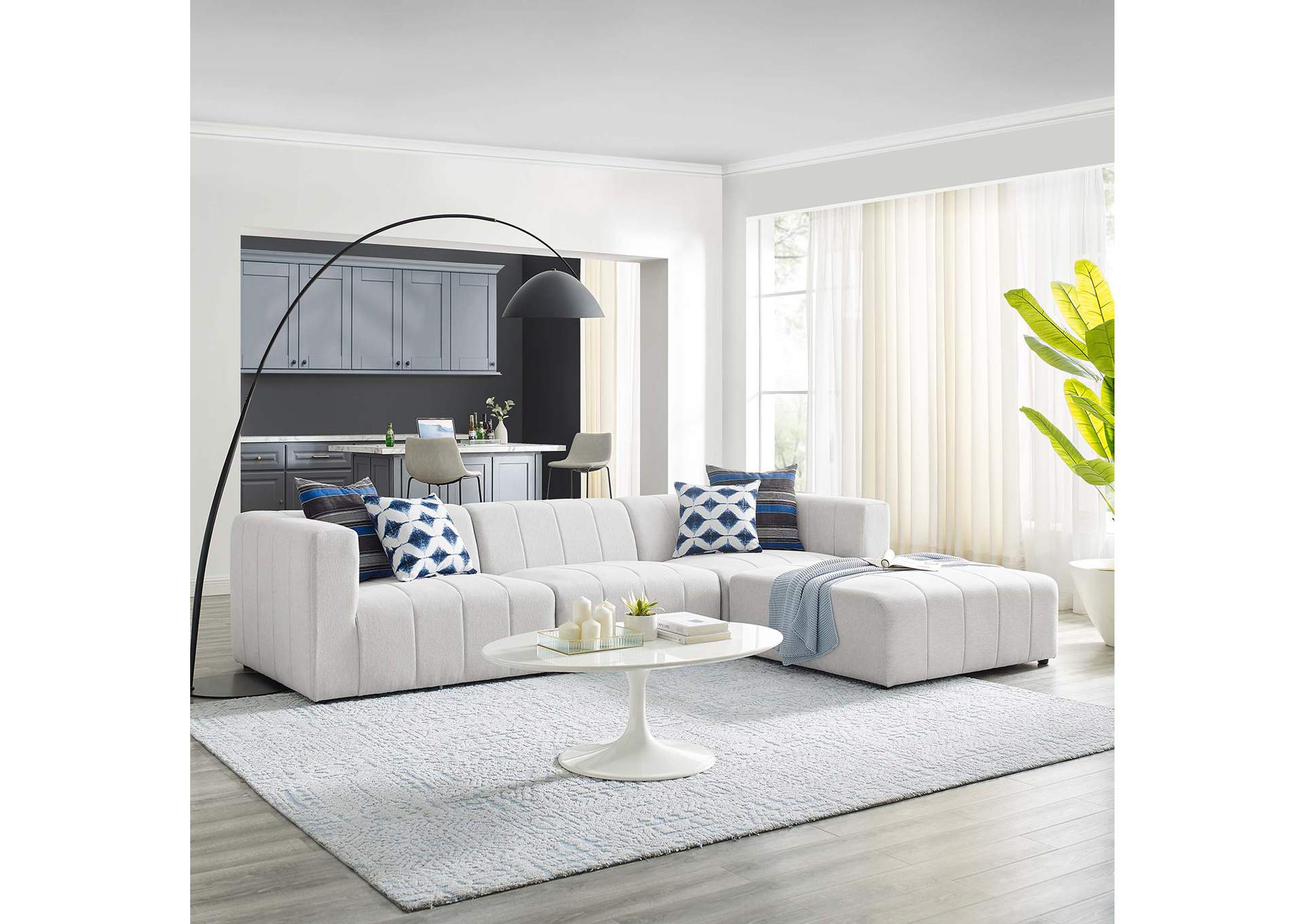 Ivory Bartlett Upholstered Fabric 4-Piece Sectional Sofa,Modway