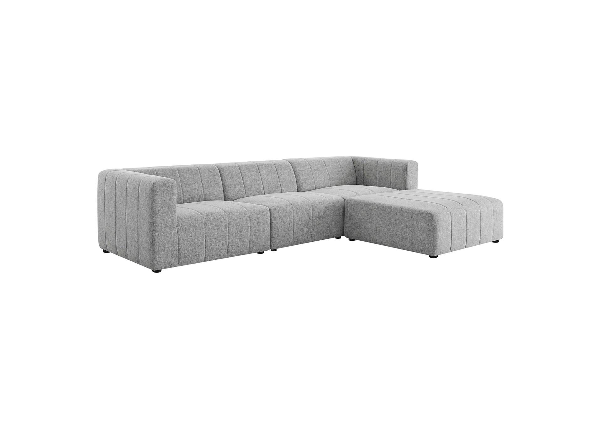 Light Gray Bartlett Upholstered Fabric 4-Piece Sectional Sofa,Modway