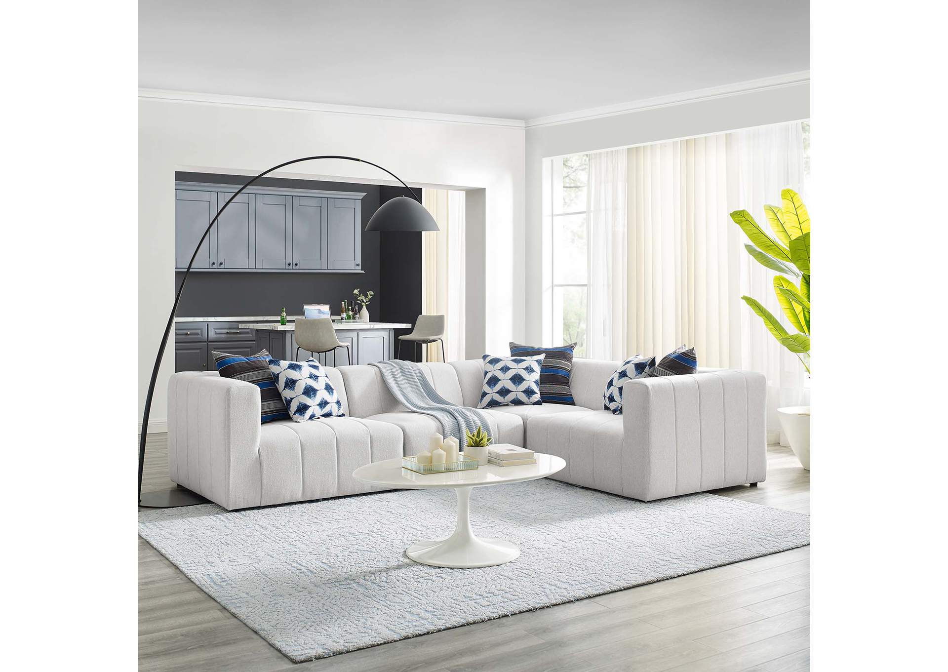 Ivory Bartlett Upholstered Fabric 4-Piece Sectional Sofa,Modway