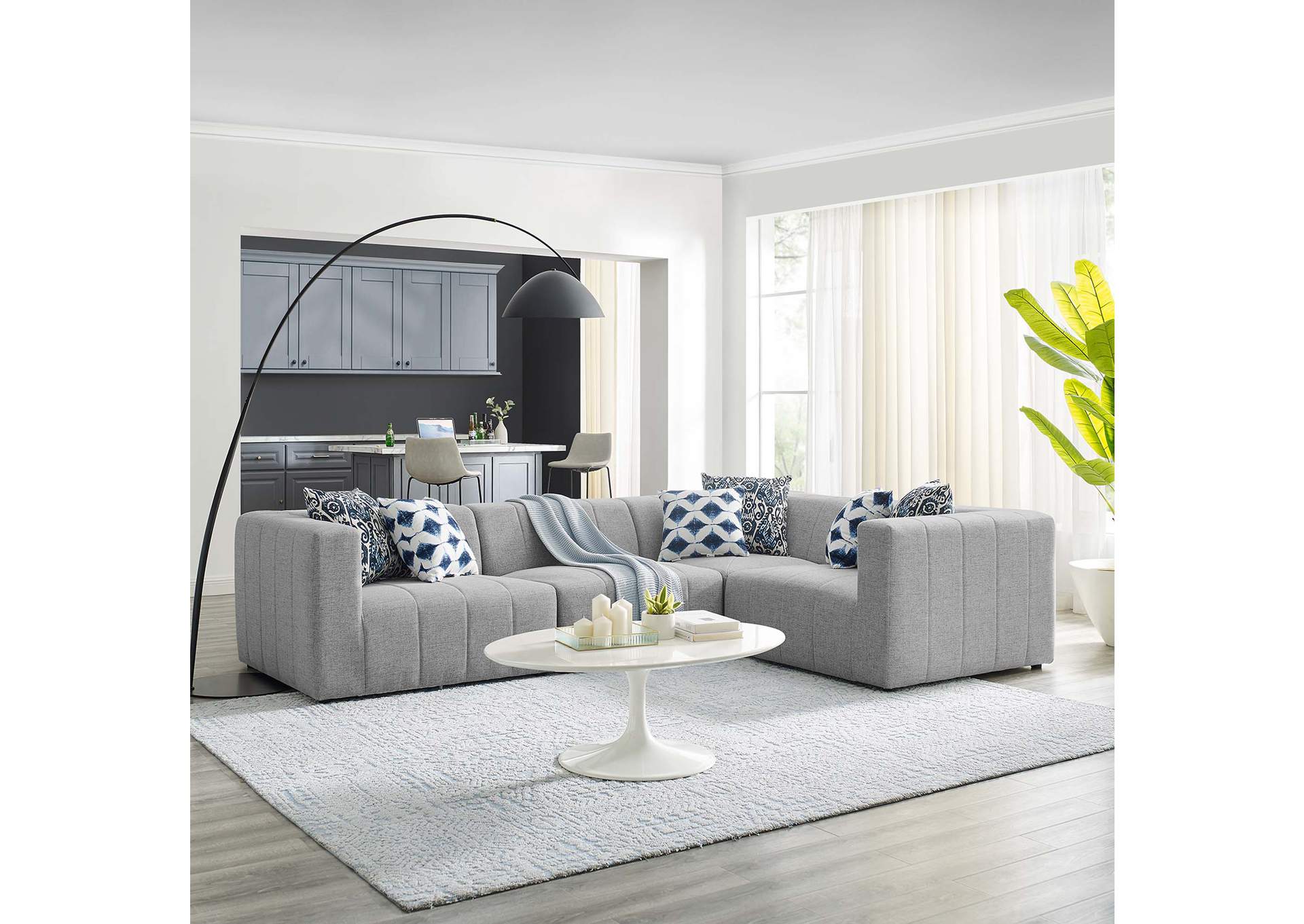 Light Gray Bartlett Upholstered Fabric 4-Piece Sectional Sofa,Modway