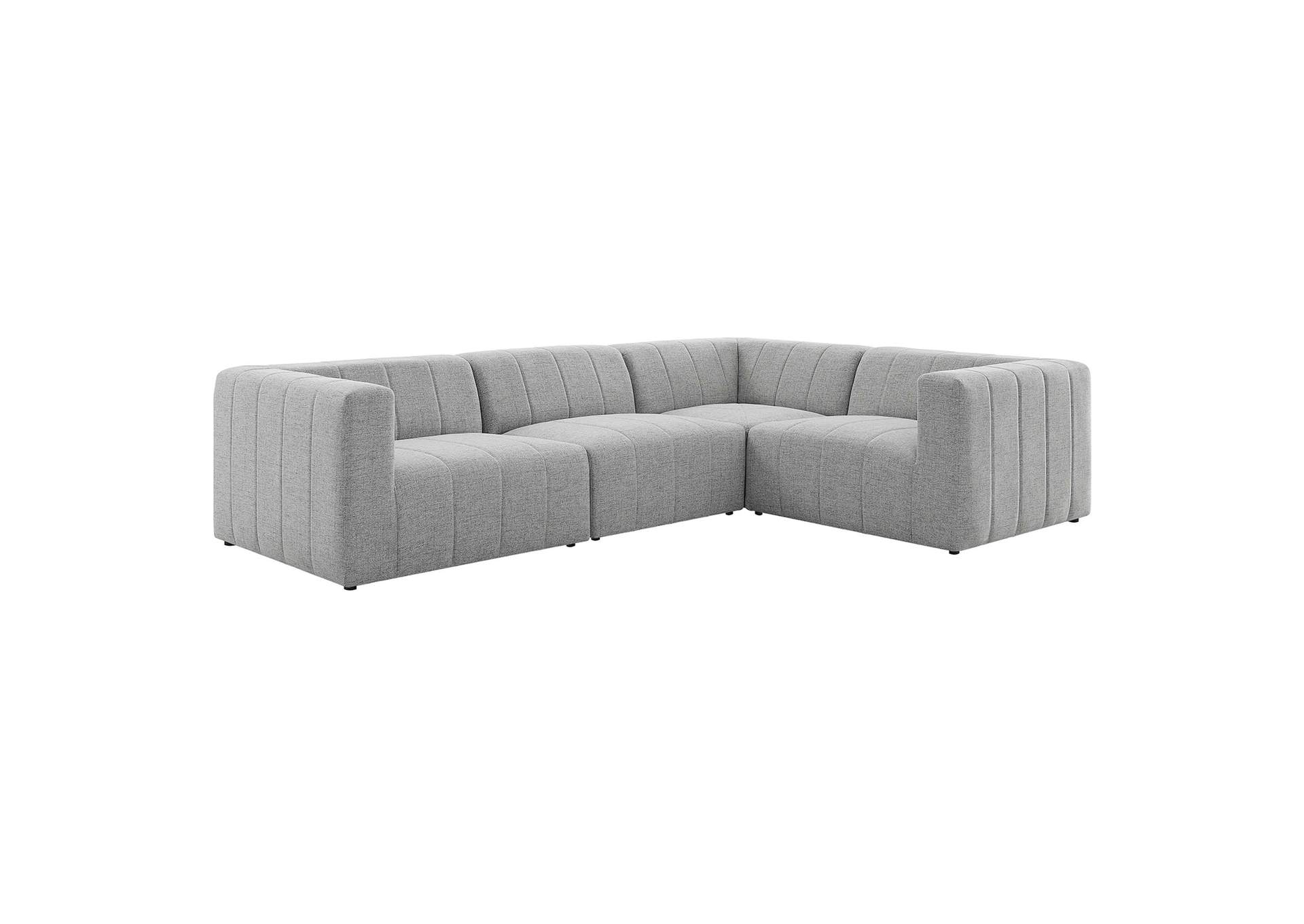 Light Gray Bartlett Upholstered Fabric 4-Piece Sectional Sofa,Modway