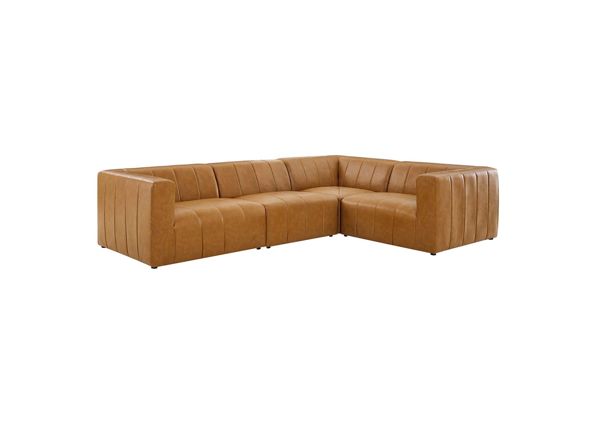 Tan Bartlett Vegan Leather 4-Piece Sectional Sofa,Modway