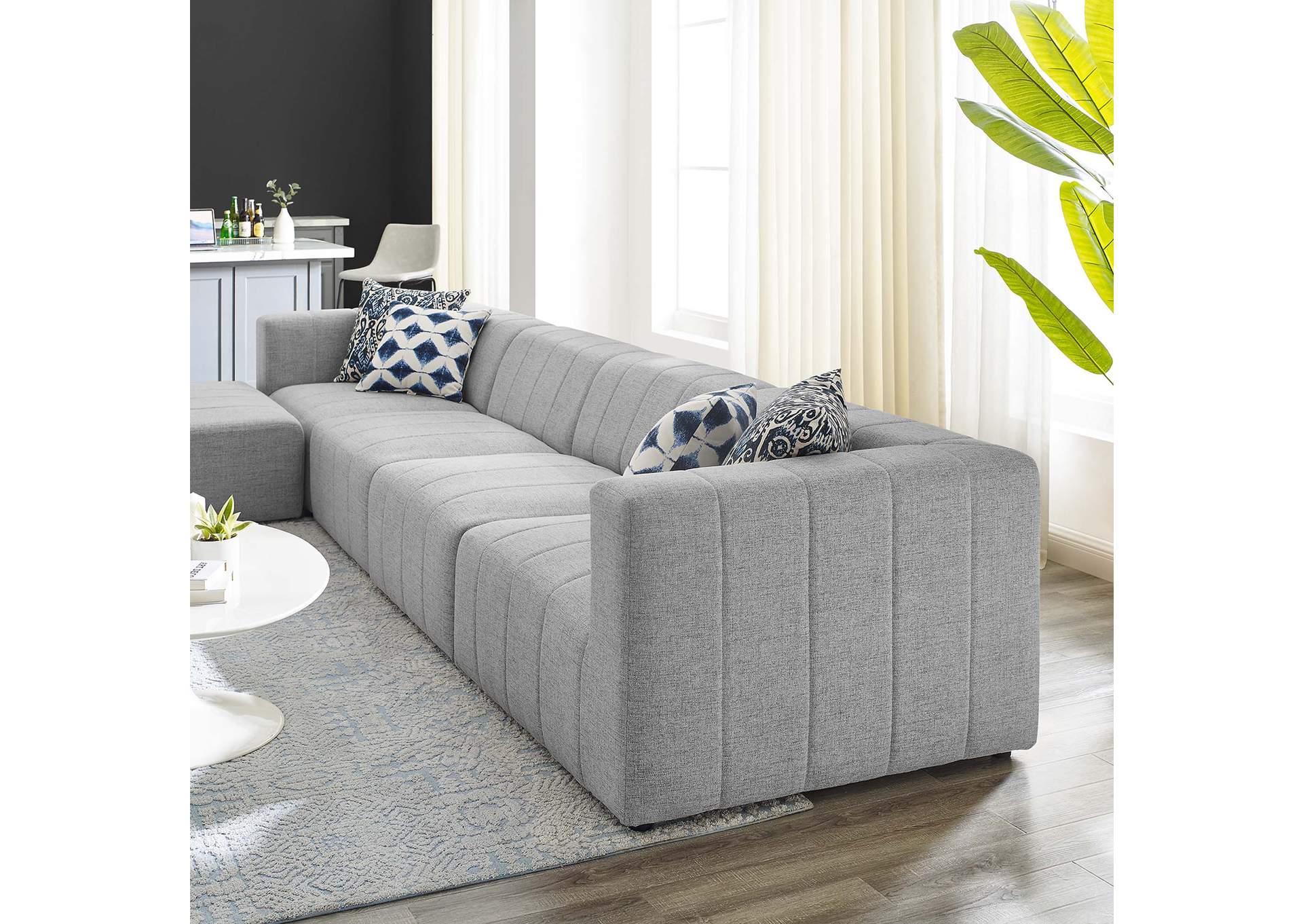 Light Gray Bartlett Upholstered Fabric 5-Piece Sectional Sofa,Modway